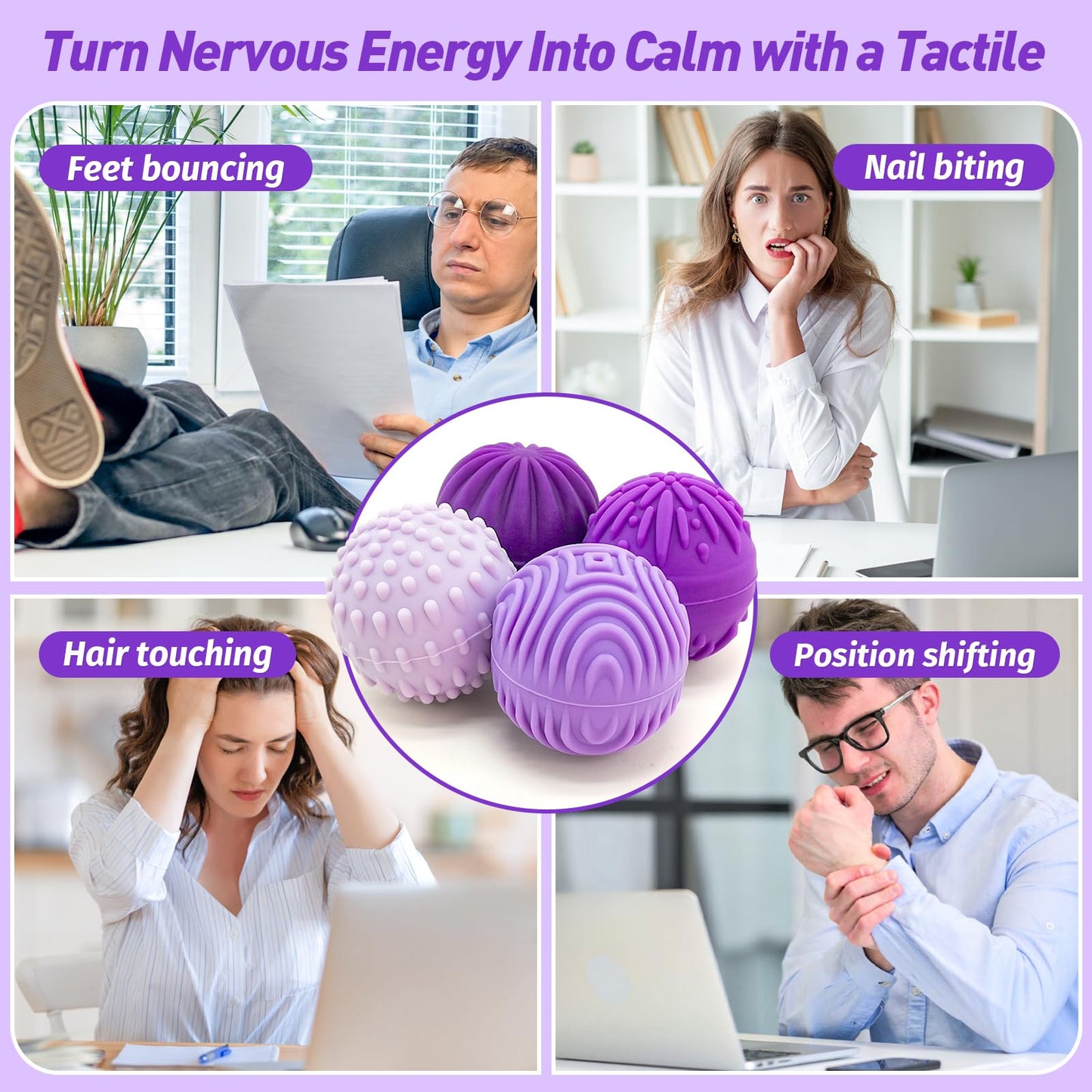 iKrto Lavender Magnetic Fidget Balls – 8pc Silicone Stress Relief Toys with Case