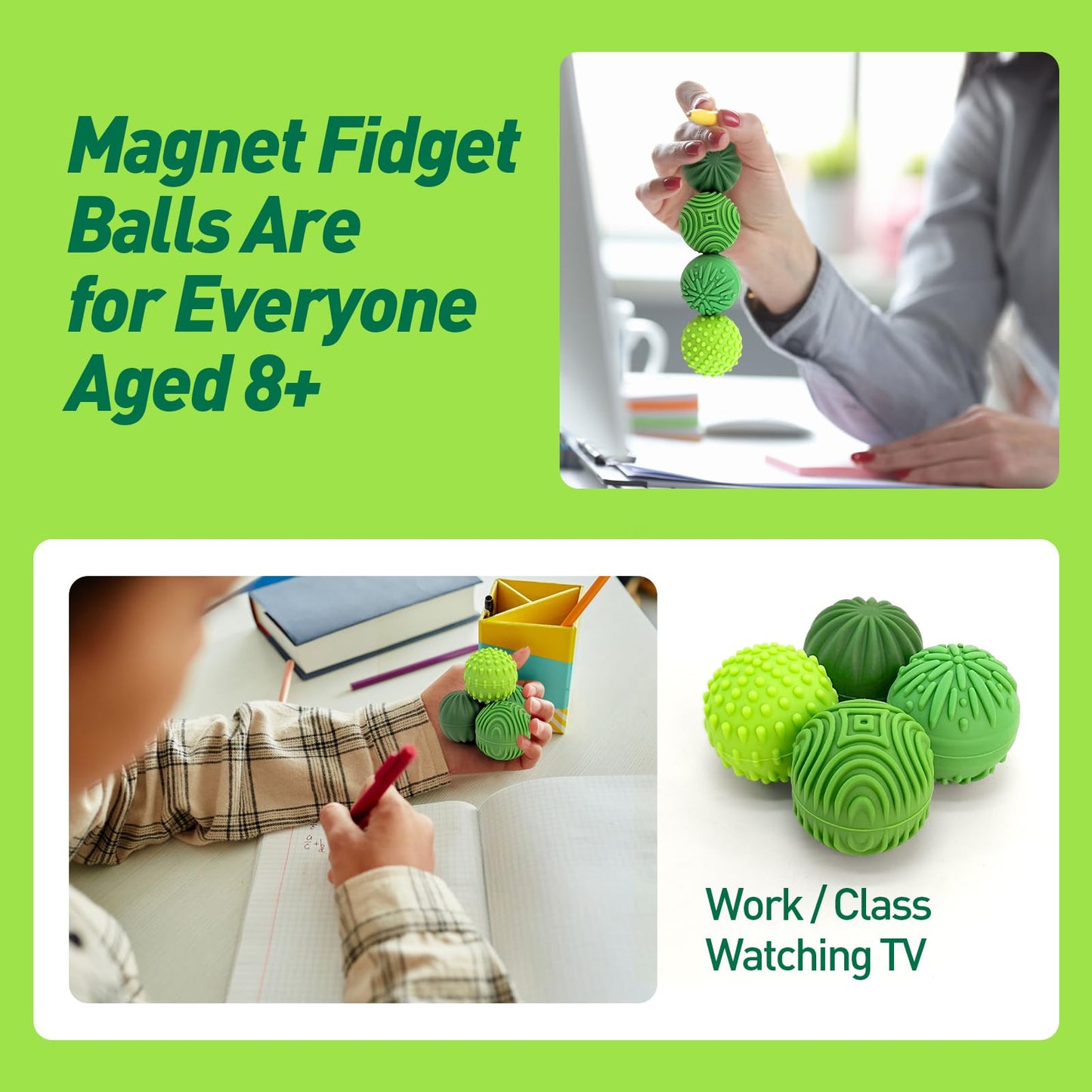 iKrto Magnetic Fidget Balls – 4-Pack Silicone Sensory Toys for Focus & Stress Relief