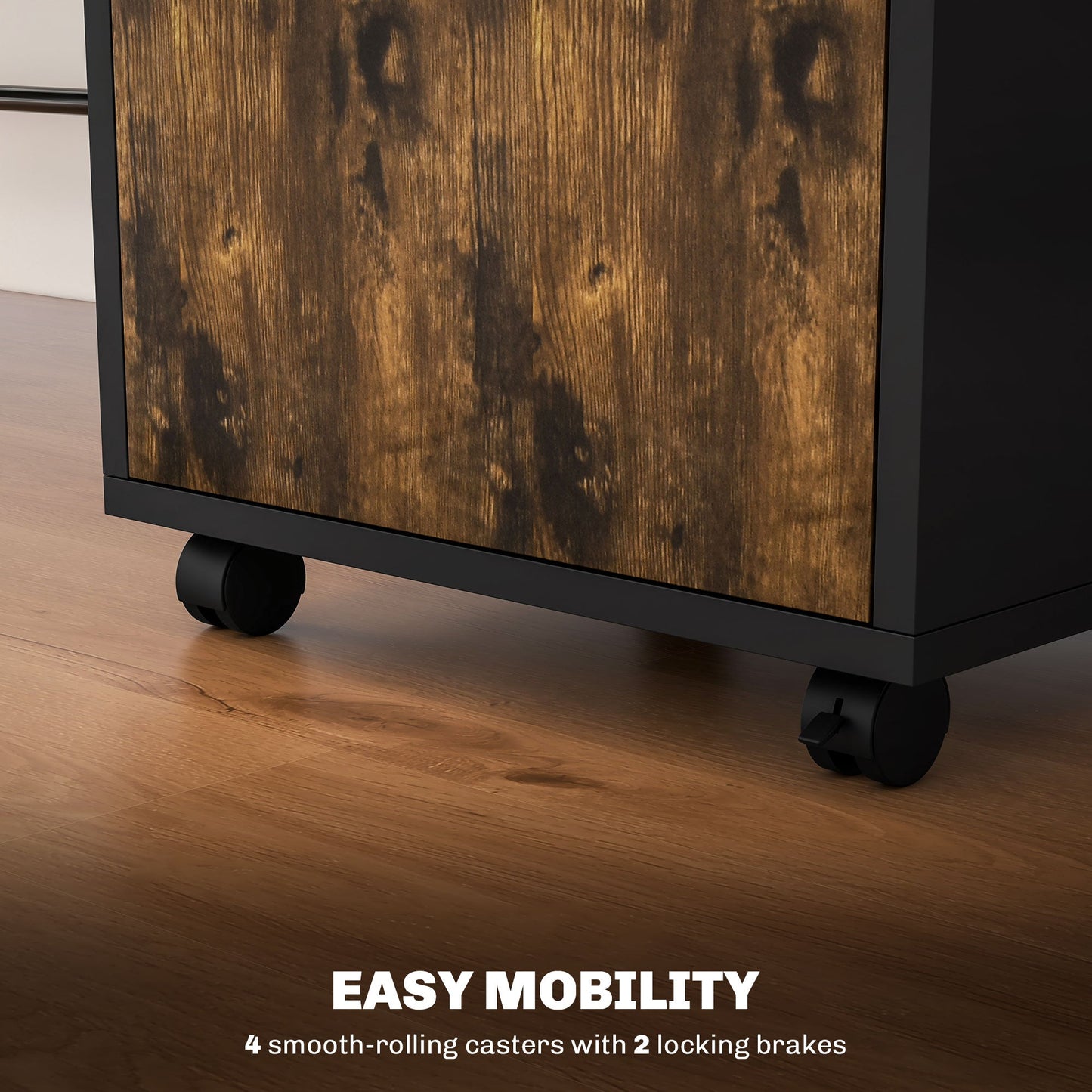 HOMCOM 60cm Storage Cabinet with Drawers and Open Shelf, Rustic Brown