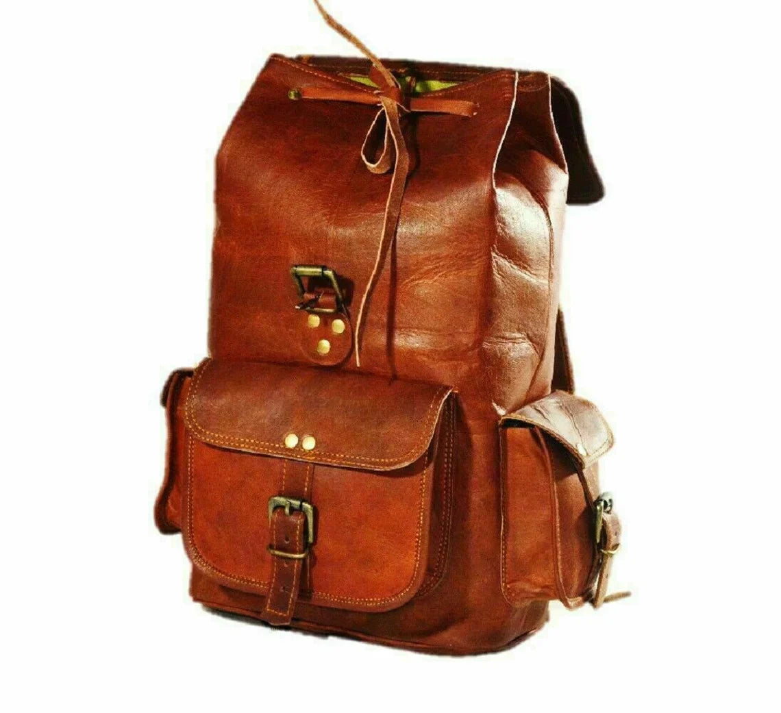 Unisex Leather Backpack Vintage Rucksack Laptop Bag Casual Daypack College Bookbag Comfortable Travel Hiking