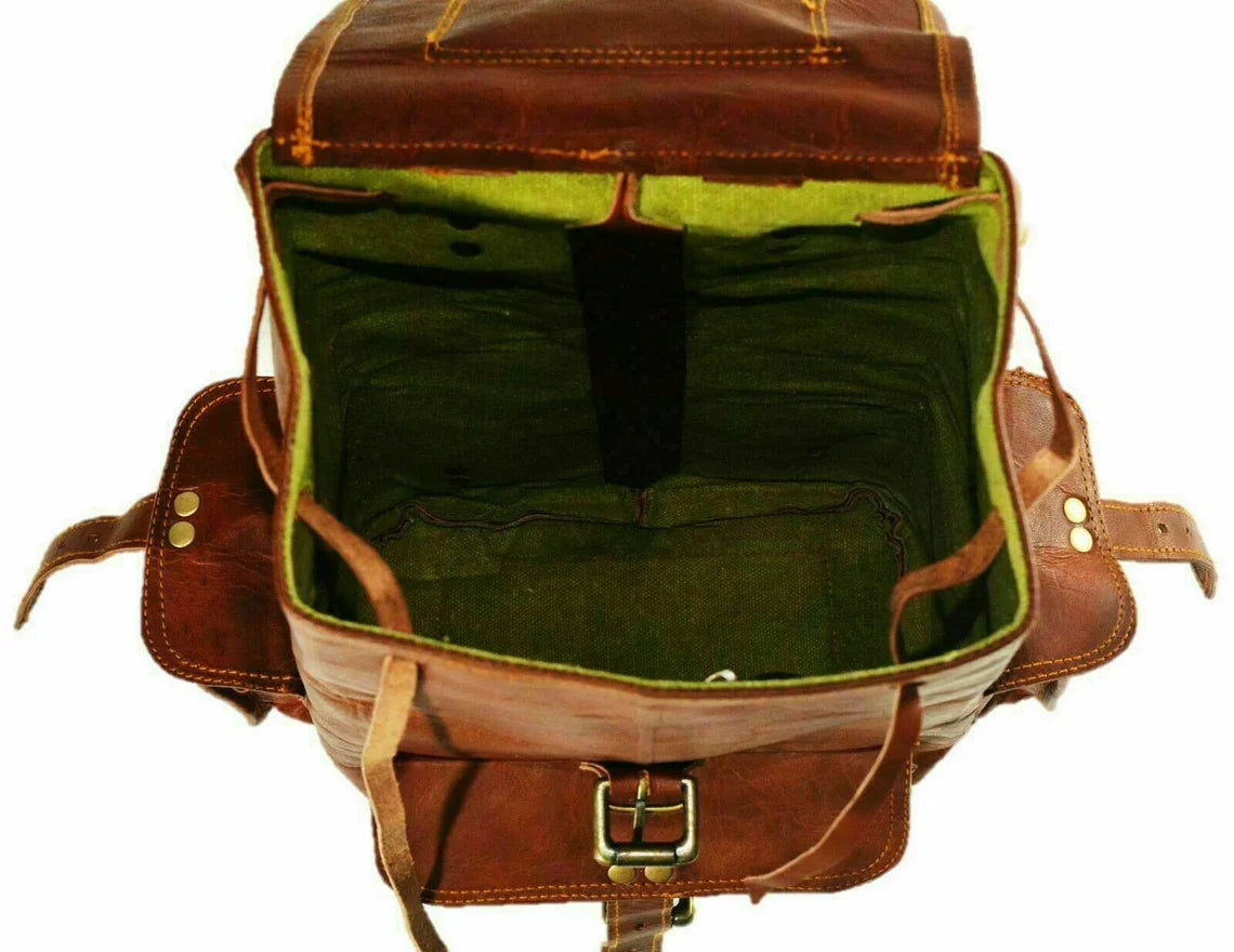 Unisex Leather Backpack Vintage Rucksack Laptop Bag Casual Daypack College Bookbag Comfortable Travel Hiking