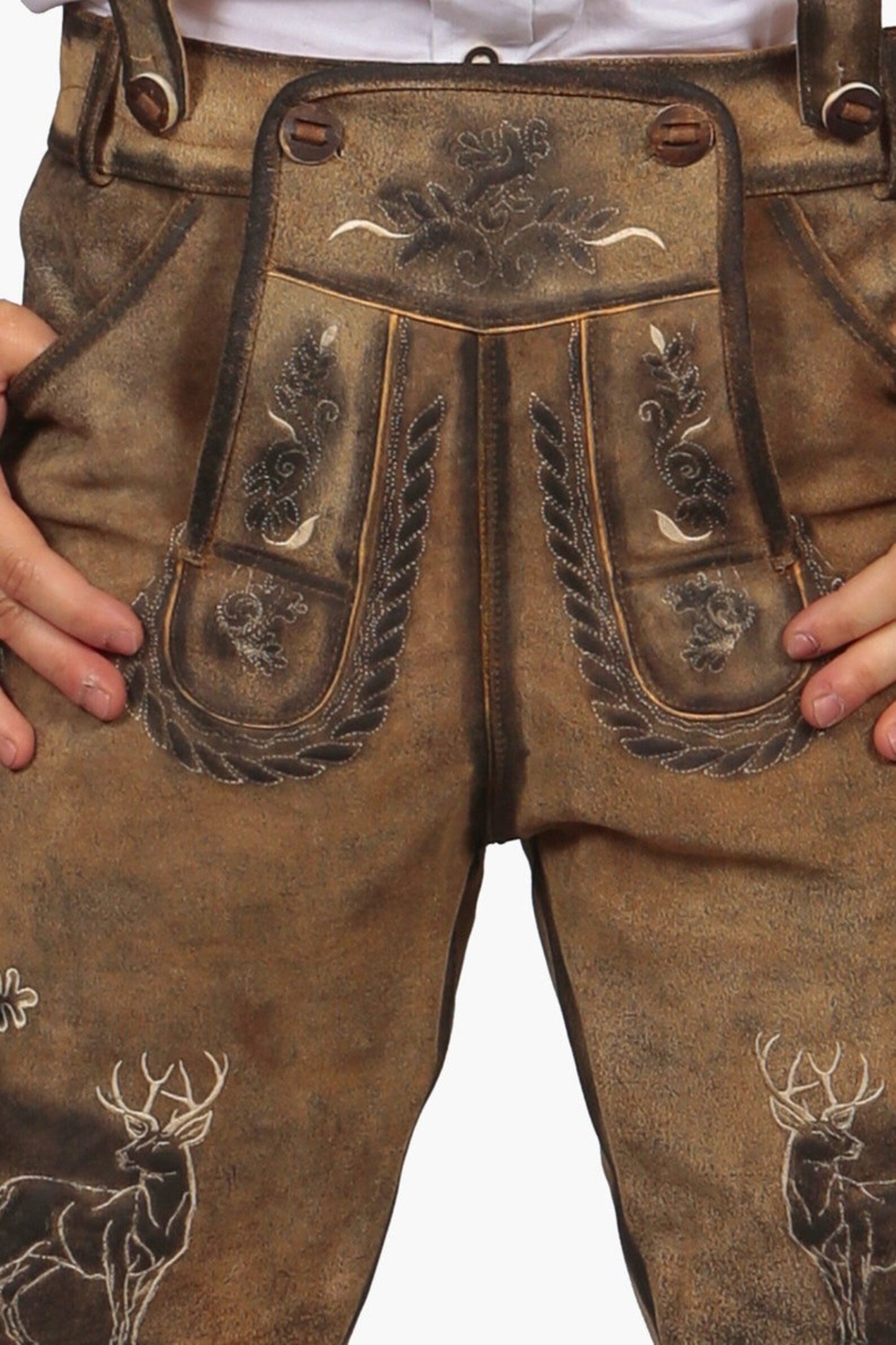 Trachten Short Lederhosen Shaded Wild Brown Leather Oktoberfest