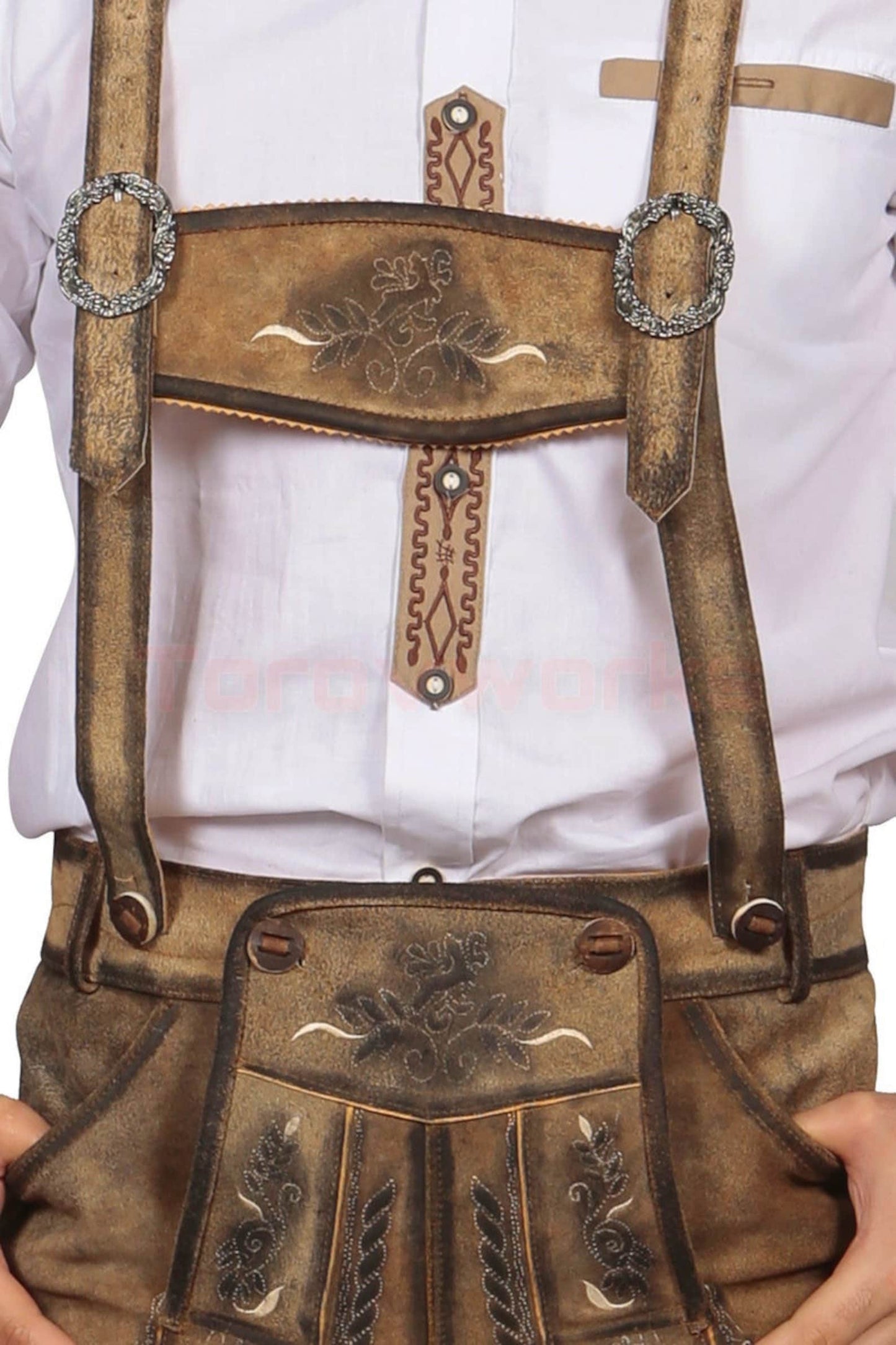 Trachten Short Lederhosen Shaded Wild Brown Leather Oktoberfest