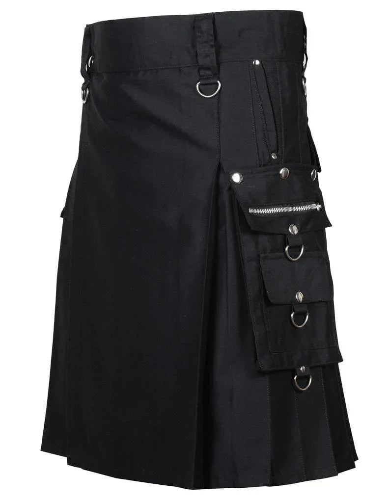 Black Modern Kilt Utility Kilt Scottish Black Gothic Kilt Wedding & Fashion Kilts For Men