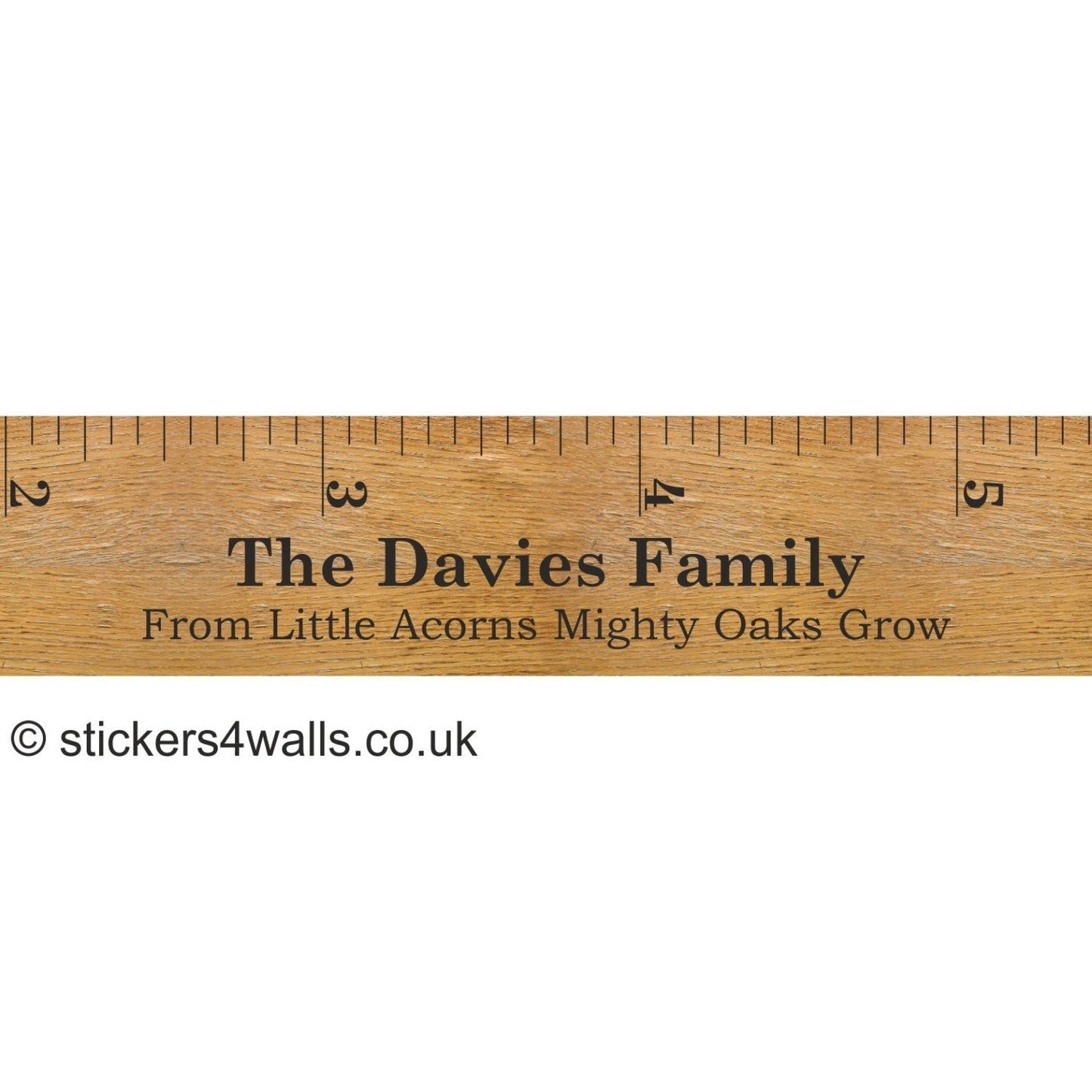 Personalised adhesive wooden ruler height chart wall sticker
