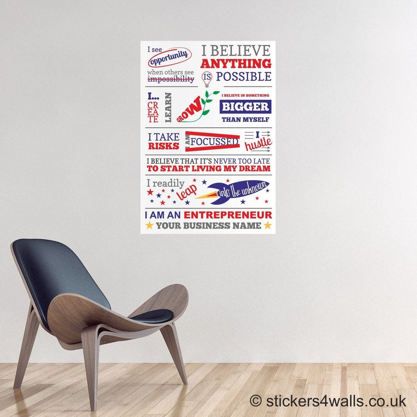 Small Business Inspirational Wall Sticker For Entrepreneurs