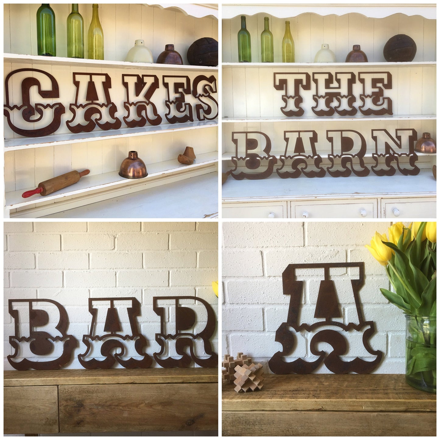 12" Rusty Carnival Metal Alphabet Letters A–Z & 0–9