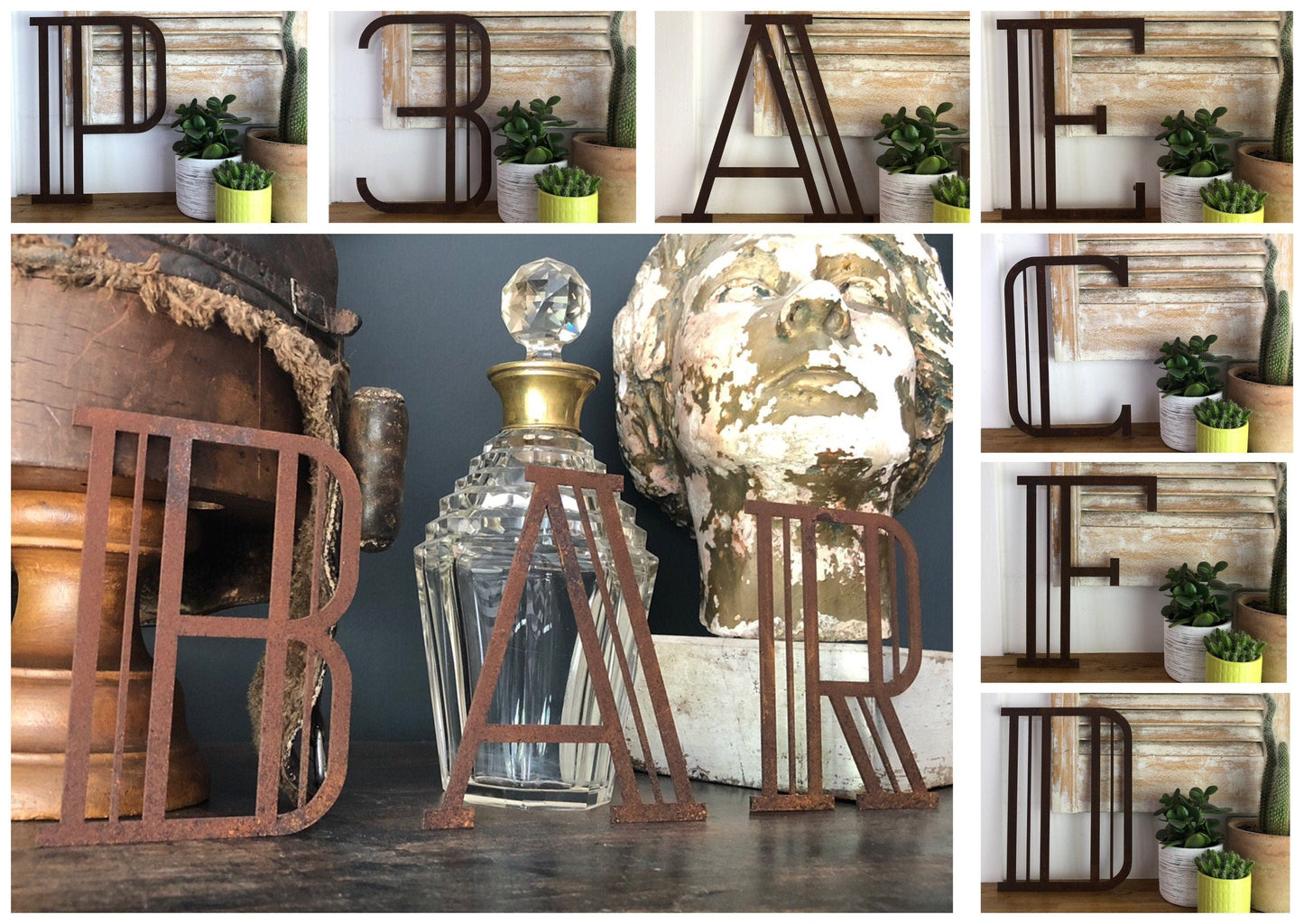 Rustic Art Deco Rusty Metal Alphabet Letters – Home & Garden A-Z 0-9