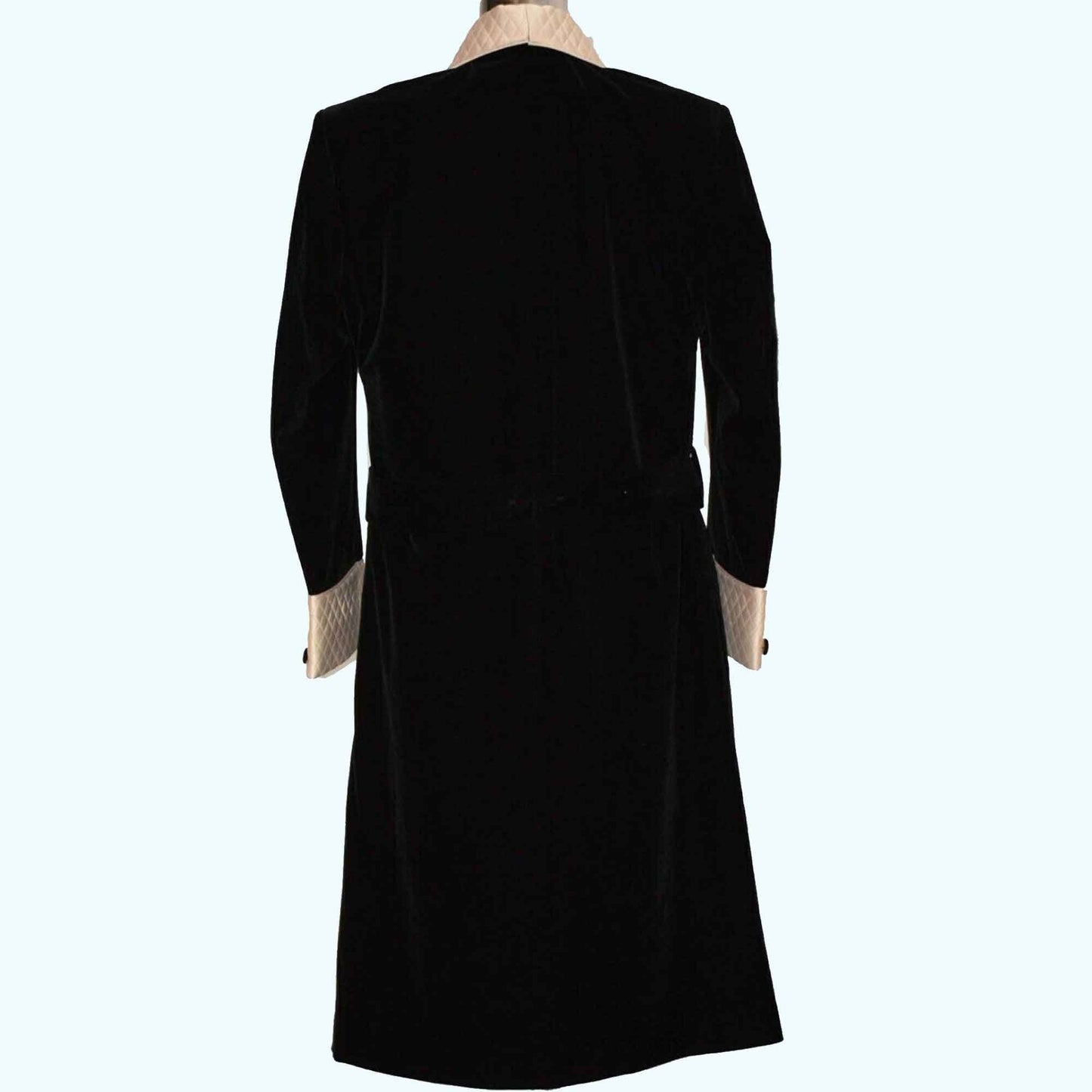 Men's Velvet Smoking Quilted Long Dinner Coat, Men's Velvet Long Smoking Coat, Smoking jackets