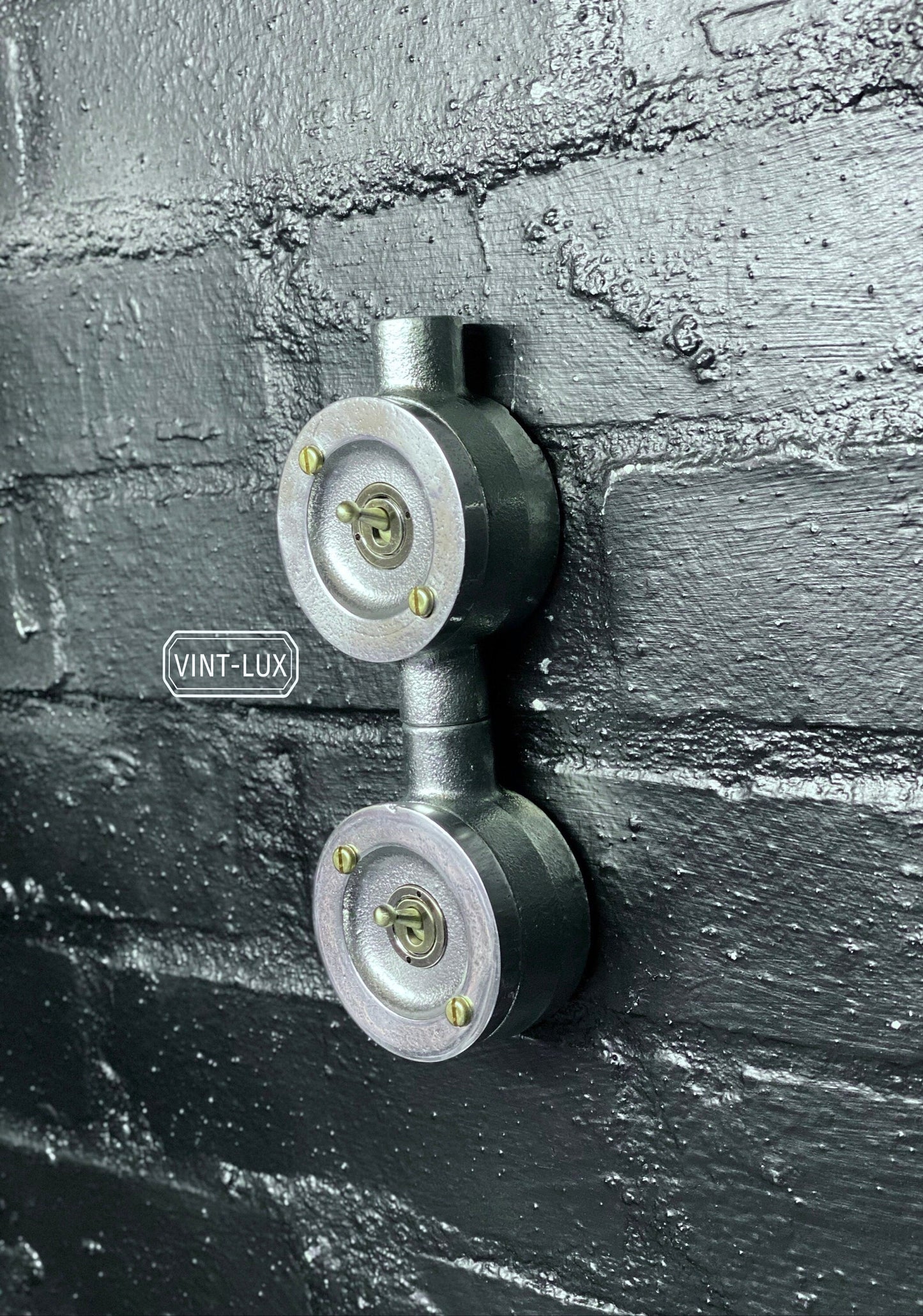Double Gang Solid Cast Conduit Metal Light Switch Industrial 2 Way