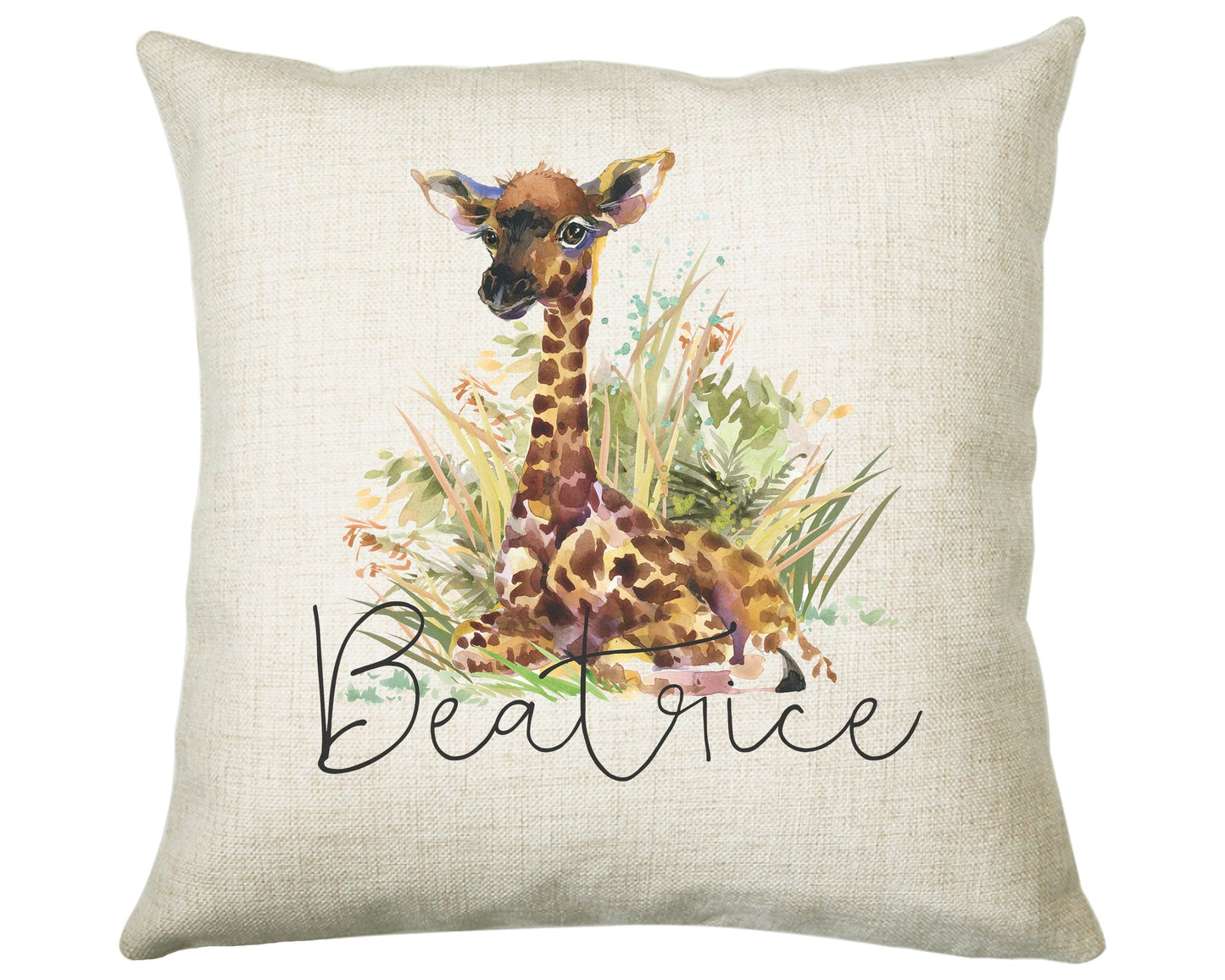 Personalised Giraffe Cushion Gift Printed Name Design - Cushion Throw Pillow Gift For Mum Dad Friend Bedroom Birthday Christmas Gift CS160