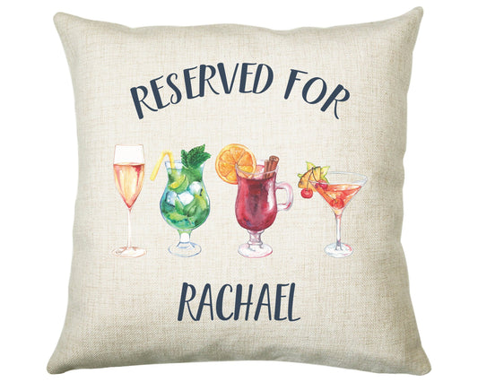 Personalised Cocktail Glass Reserved For Cushion Gift Printed Name Design Cushion Throw Pillow Gift For Him Her Christmas Gift CS338