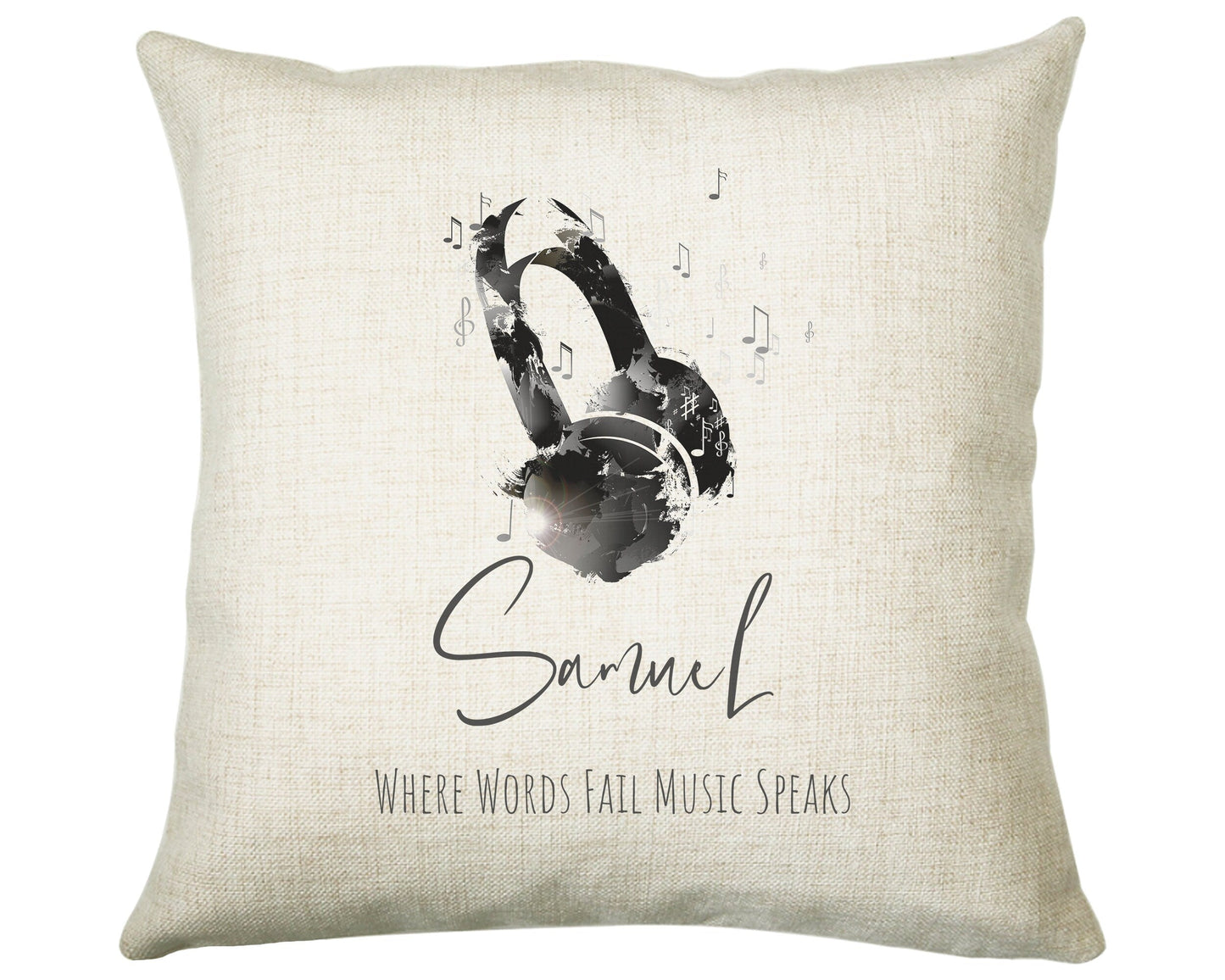 Personalised Headphones Music Cushion Gift Printed Name Design Cushion Gift For Him Her Christmas CS294