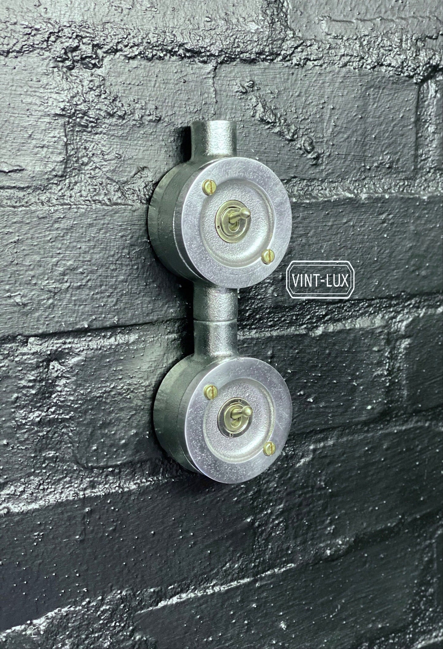 Double Gang Solid Cast Conduit Metal Light Switch Industrial 2 Way