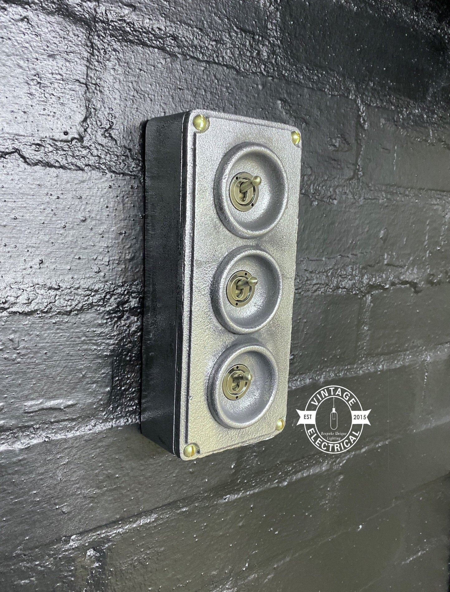 3 Gang 2 Way Solid Cast Metal Toggle Light Switch