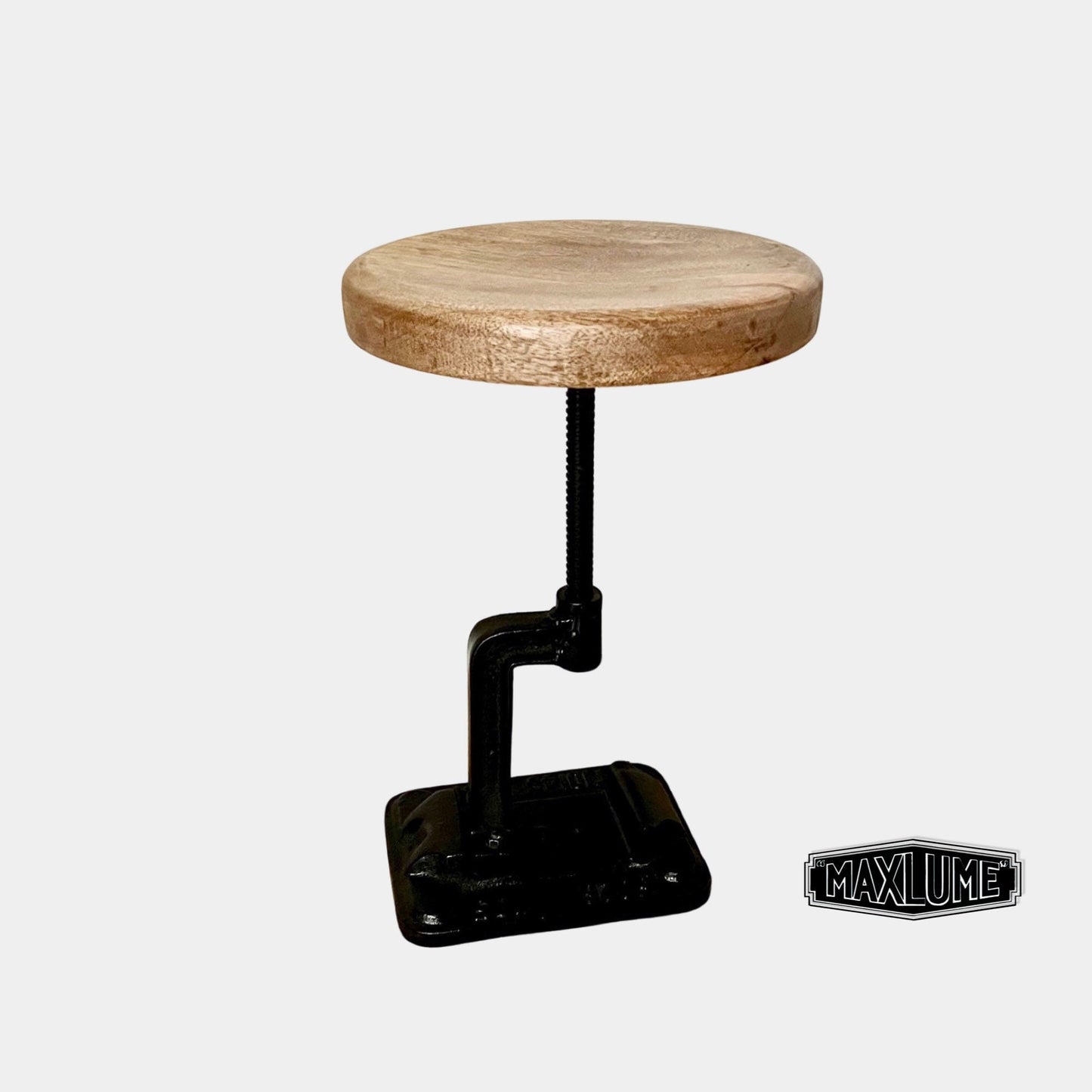 Vice Clamp Industrial Solid Bar Stool Wood or Leather Top