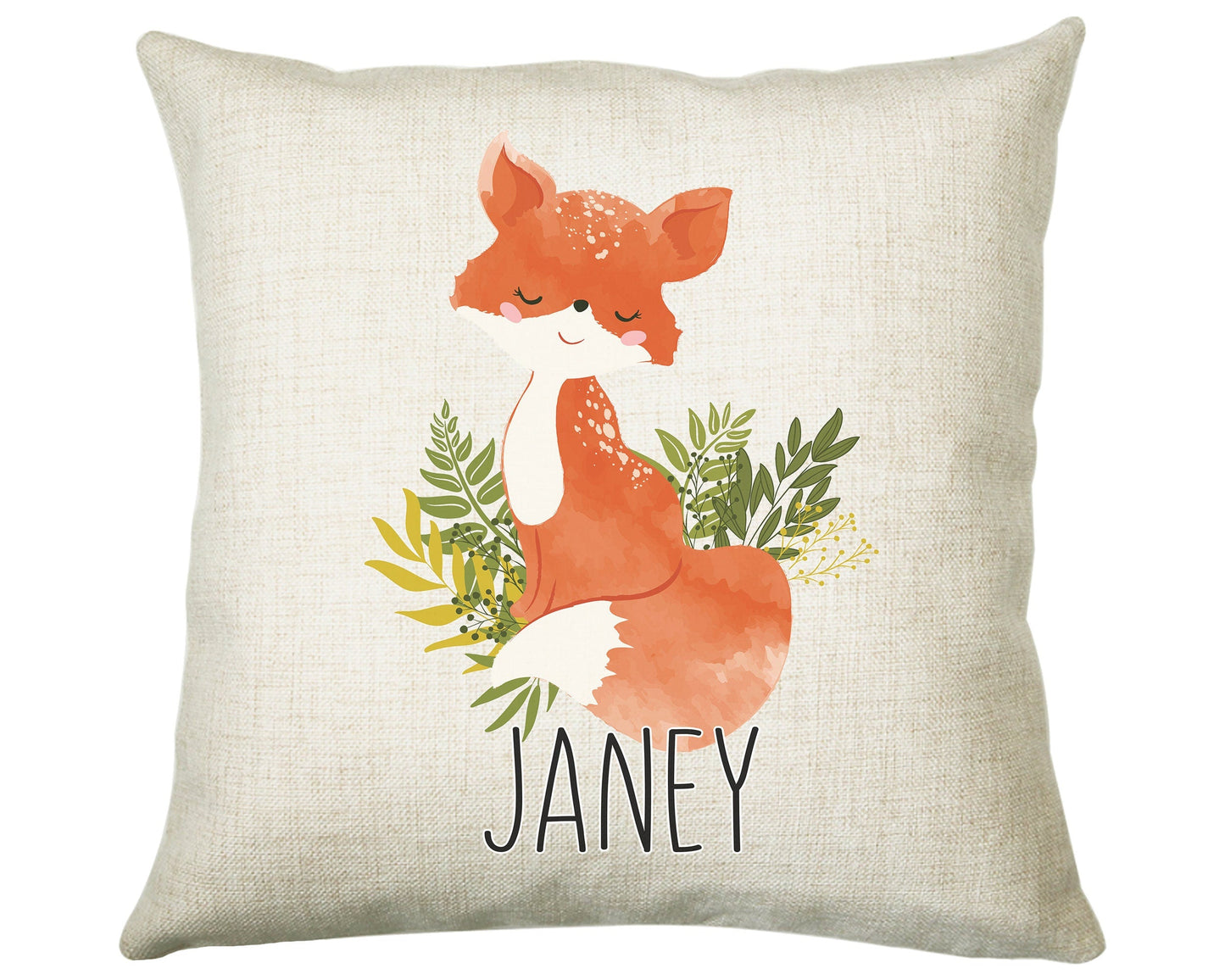 Personalised Fox Cushion Gift Printed Name Design - Cushion Throw Pillow Gift For Him/Her Sitting Room Bedroom Birthday Christmas Gift CS476