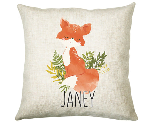 Personalised Fox Cushion Gift Printed Name Design - Cushion Throw Pillow Gift For Him/Her Sitting Room Bedroom Birthday Christmas Gift CS476