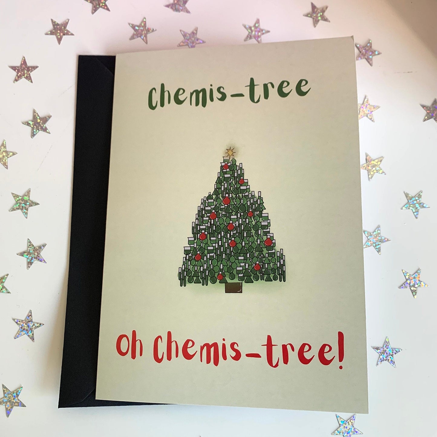 Chemis-tree chemistry cool quirky christmas science card