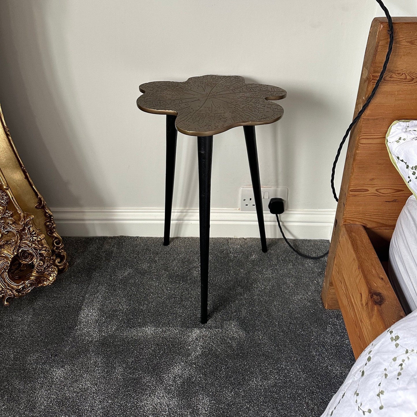 Brass Clover Side Table - Luxury Etched Botanical