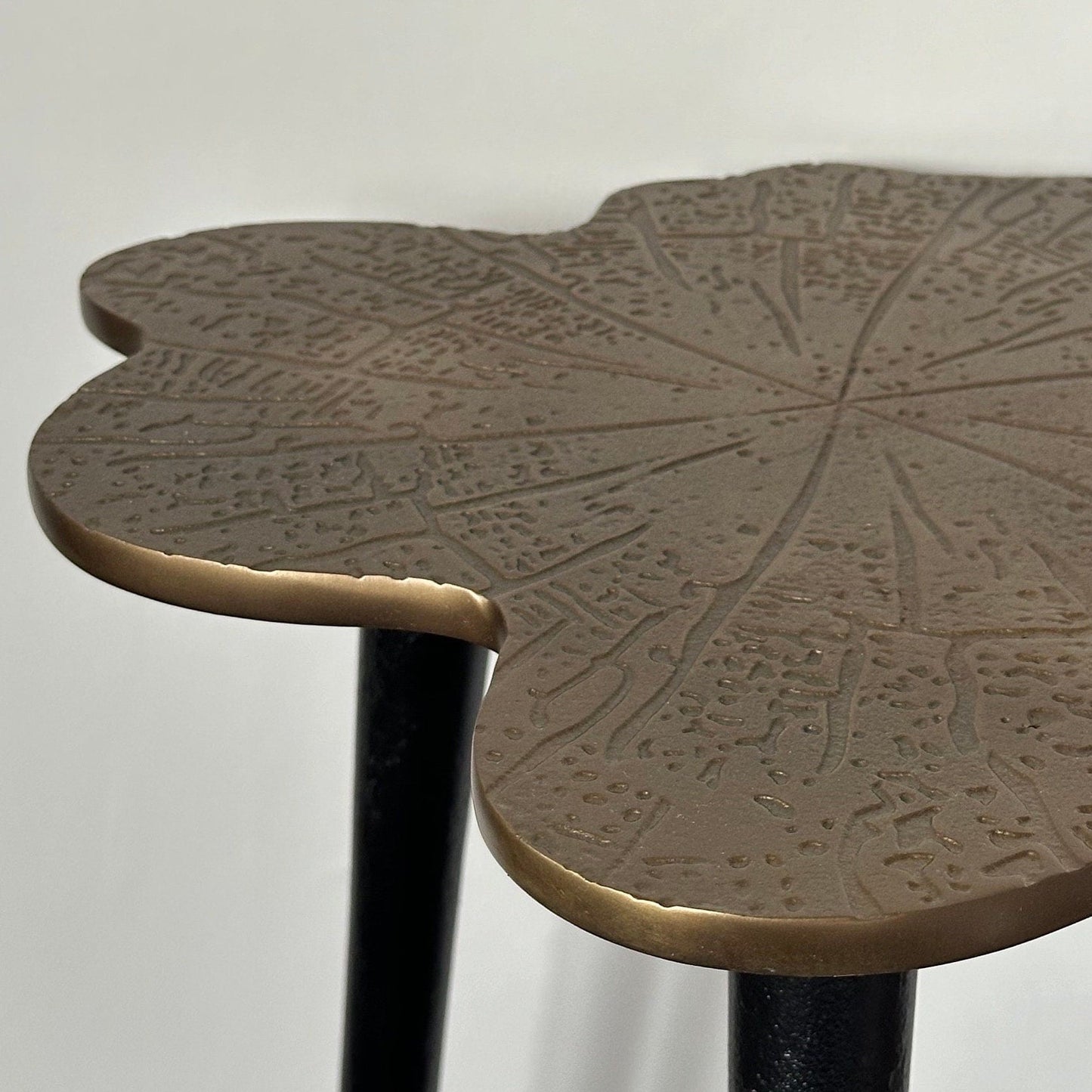 Brass Clover Side Table - Luxury Etched Botanical
