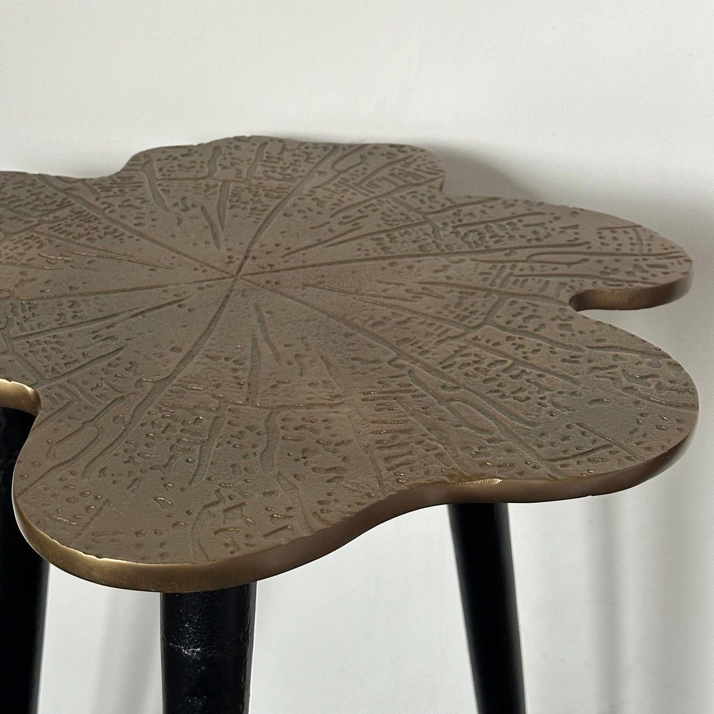 Brass Clover Side Table - Luxury Etched Botanical