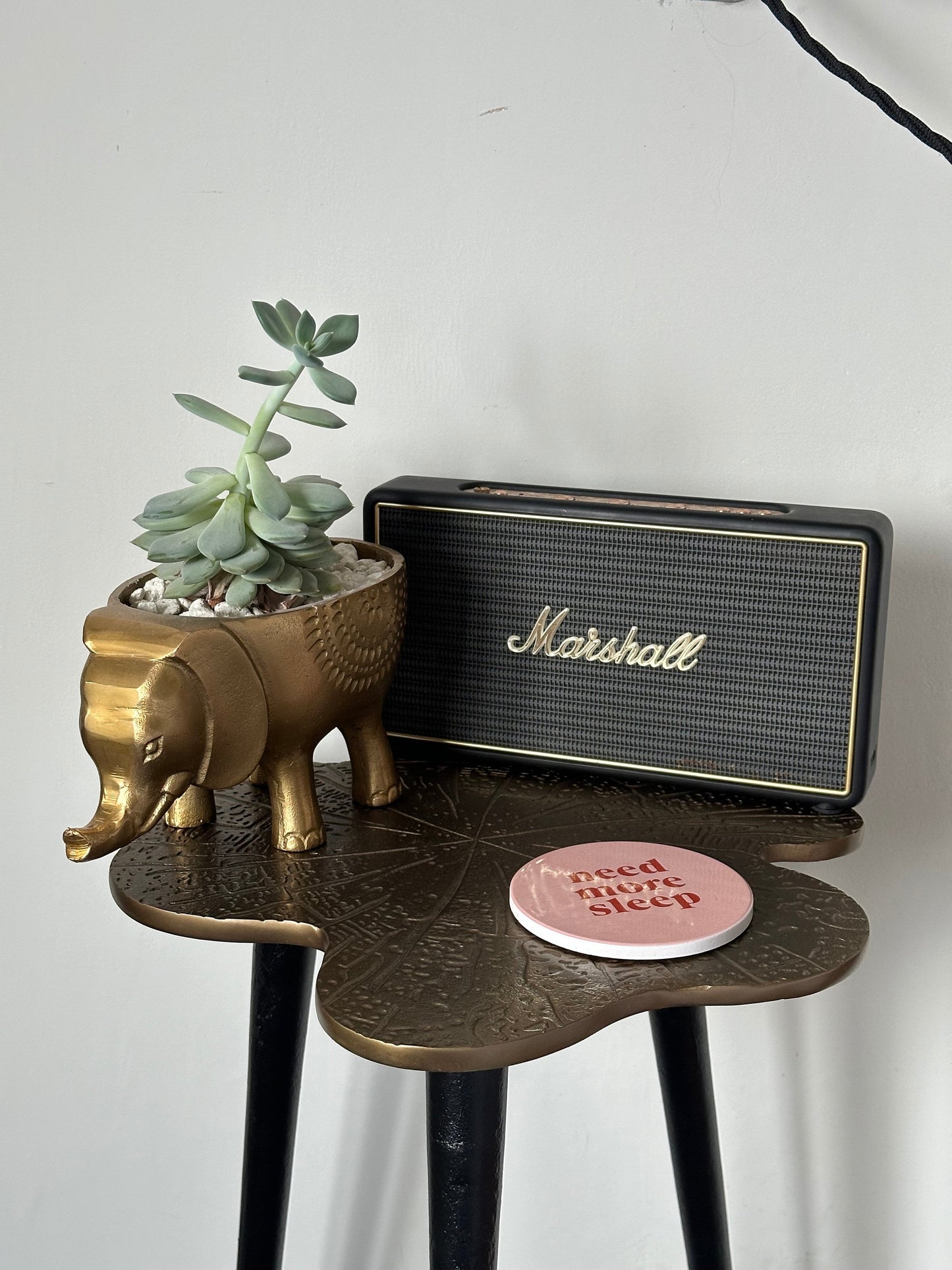 Brass Clover Side Table - Luxury Etched Botanical