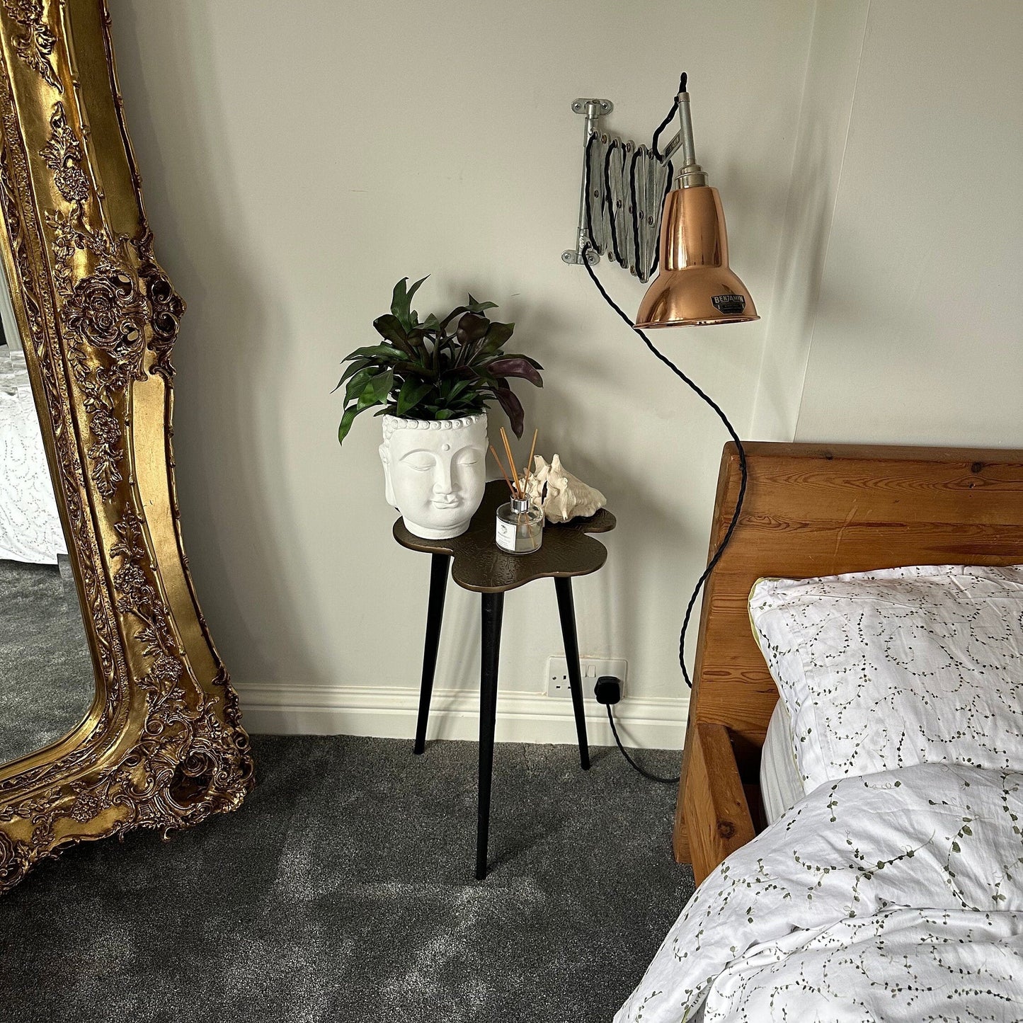 Brass Clover Side Table - Luxury Etched Botanical