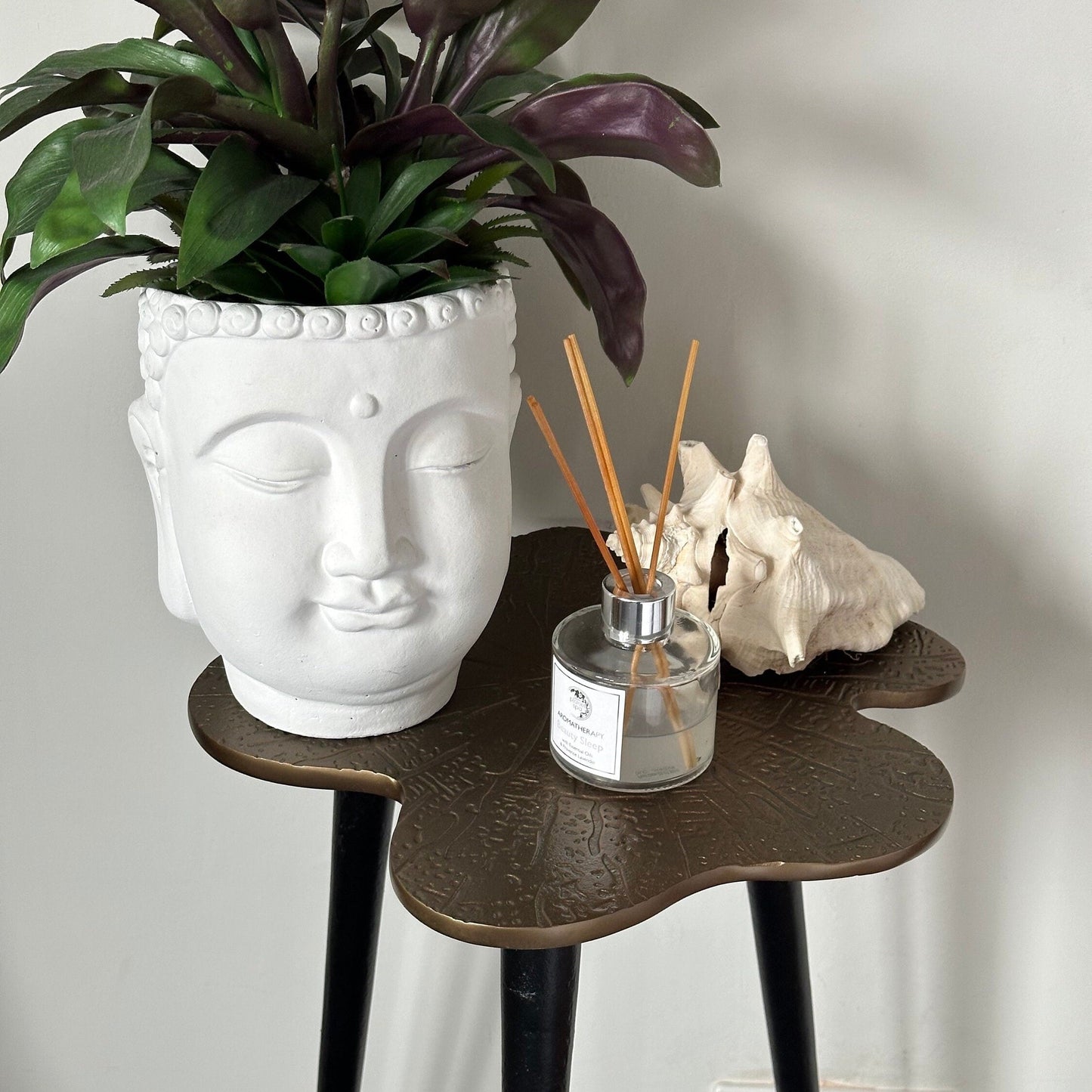 Brass Clover Side Table - Luxury Etched Botanical
