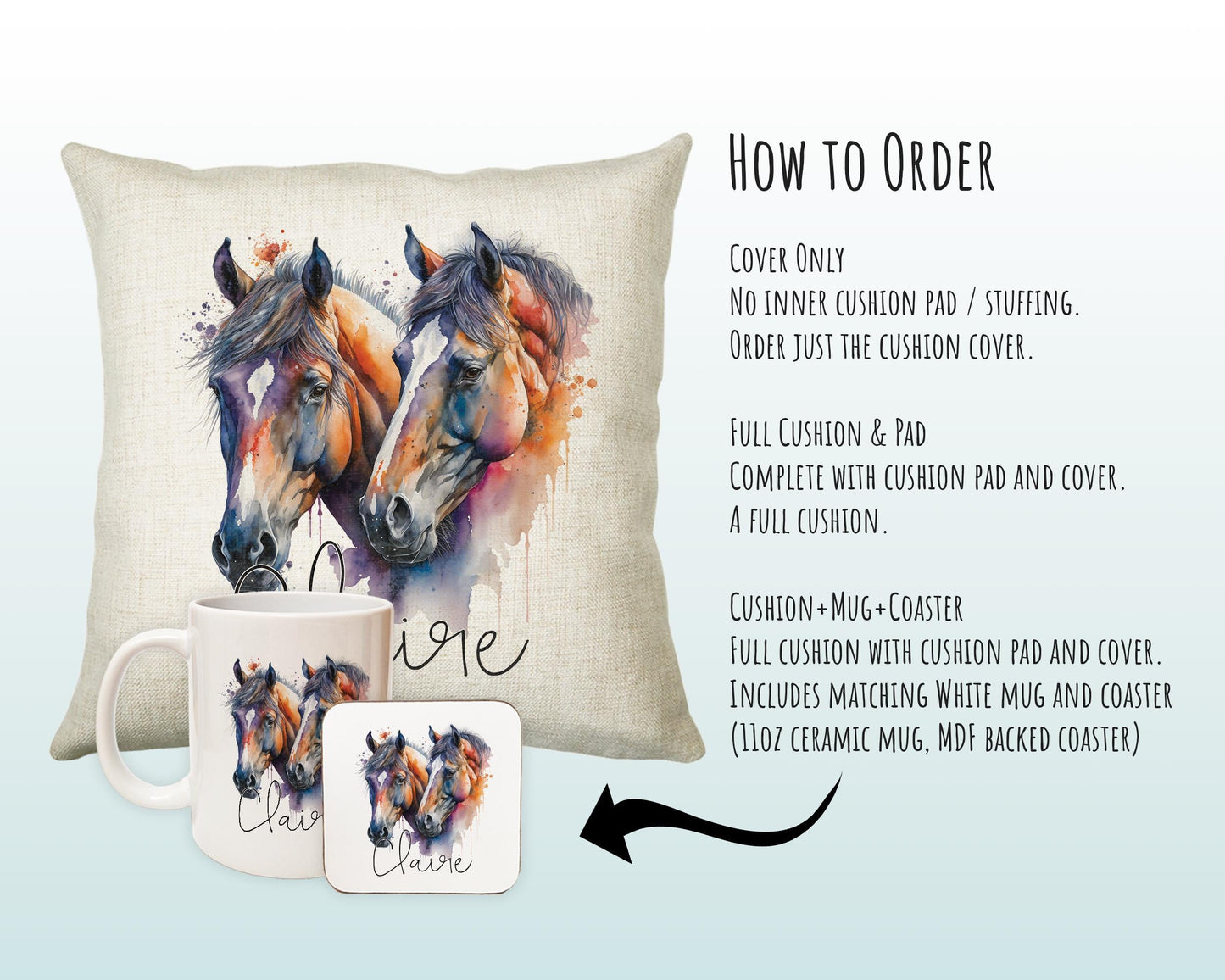 Birthday Gift For Girl Horse Lover Cushion Gift Printed Name Design Cushion Throw Pillow Gift For Girls Nursery Bedroom Christmas Gift CS521