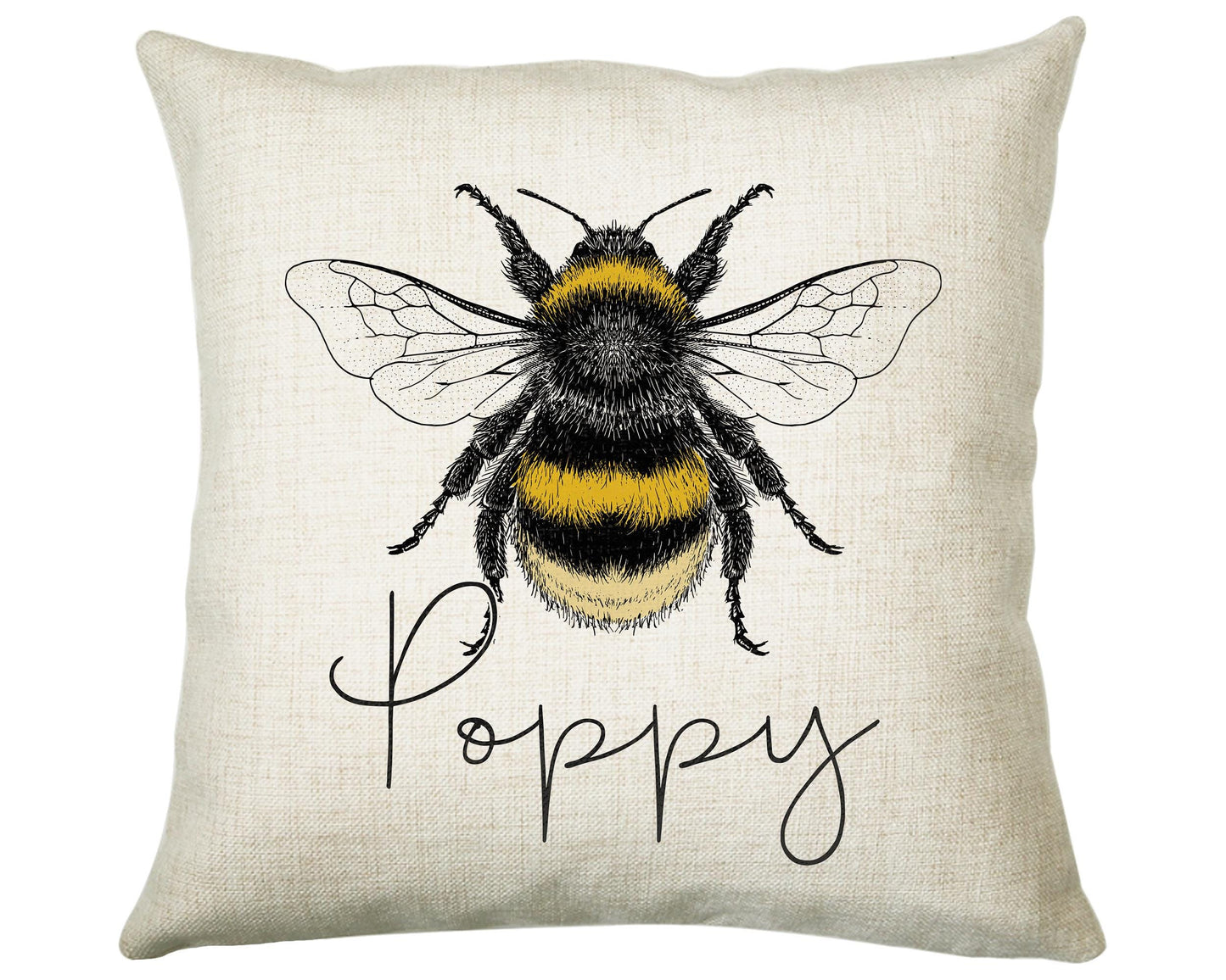 Personalised Bumble Bee Cushion Gift Printed Name Design - Cushion Throw Pillow Gift For Beekeeper Gardener Gardening Christmas Gift CS038
