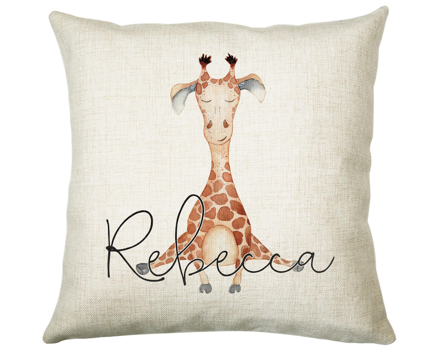 Personalised Giraffe Cushion Gift Printed Name Design - Cushion Throw Pillow Gift For Mum Dad Friend Bedroom Birthday Christmas Gift CS157