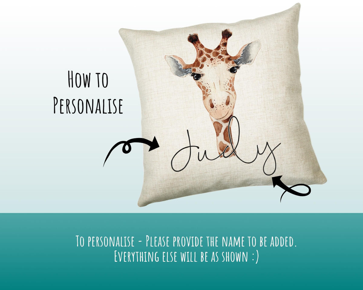 Personalised Giraffe Cushion Gift Printed Name Design - Cushion Throw Pillow Gift For Mum Dad Friend Bedroom Birthday Christmas Gift CS156