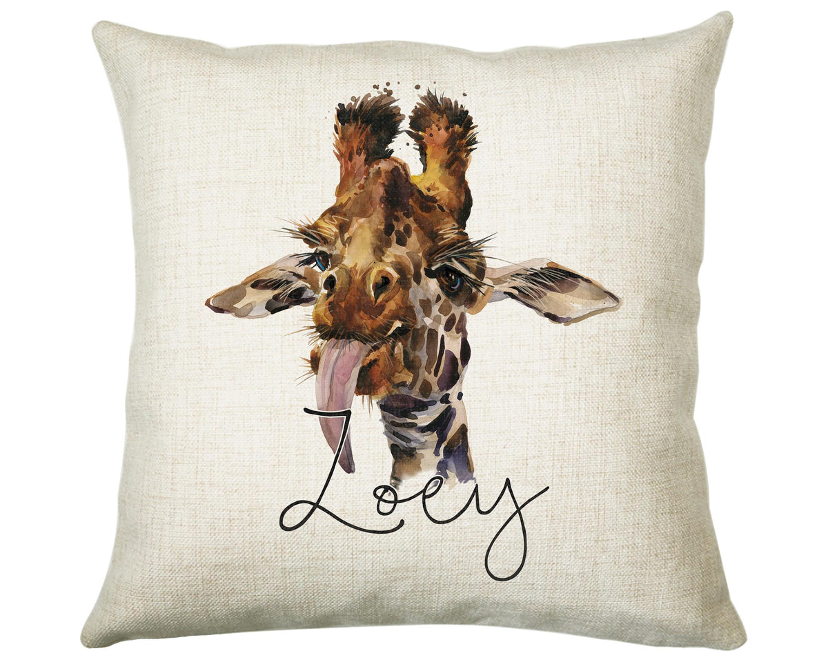 Personalised Giraffe Cushion Gift Printed Name Design - Cushion Throw Pillow Gift For Mum Dad Friend Bedroom Birthday Christmas Gift CS155