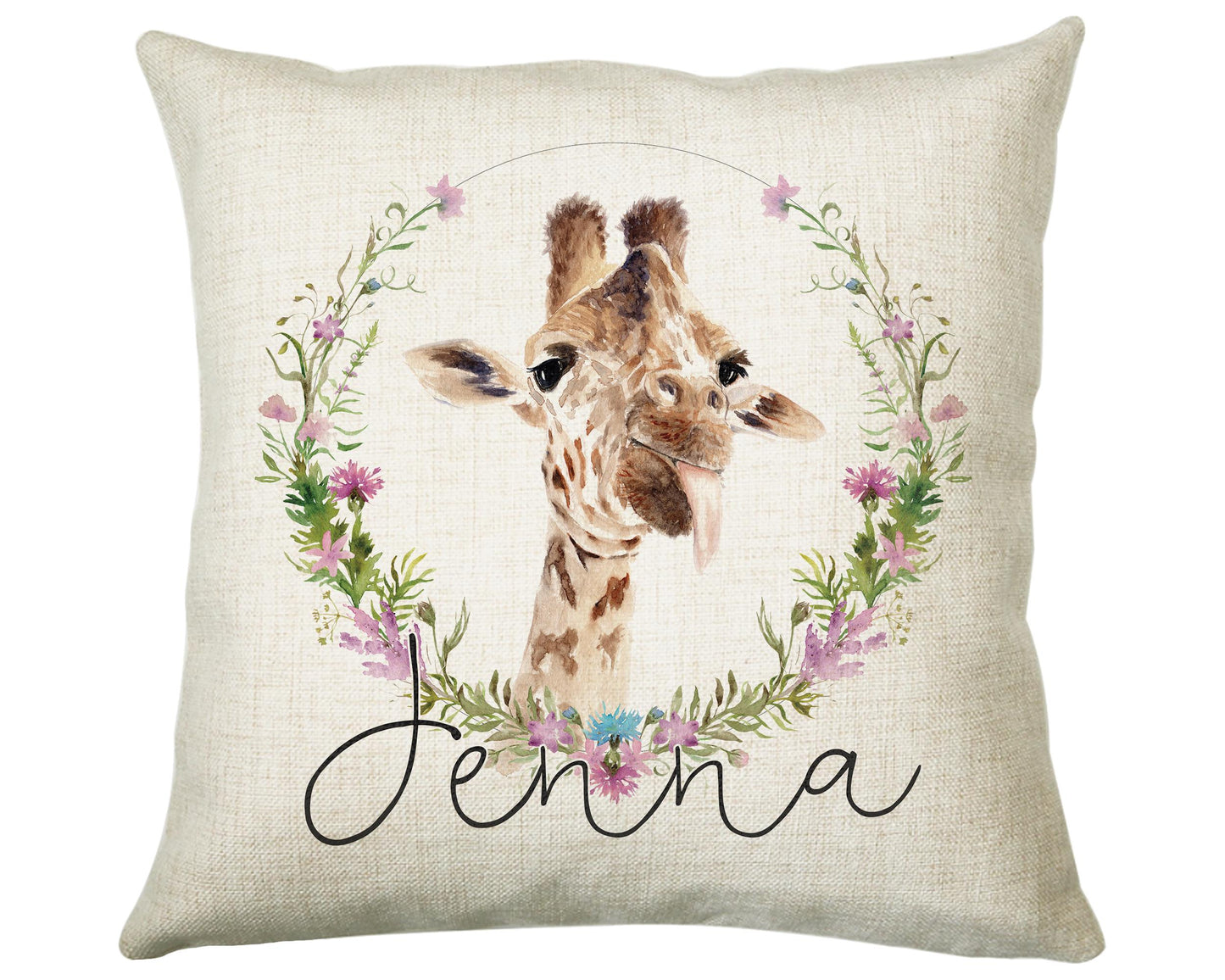 Personalised Giraffe Cushion Gift Printed Name Design - Cushion Throw Pillow Gift For Mum Dad Friend Bedroom Birthday Christmas Gift CS158