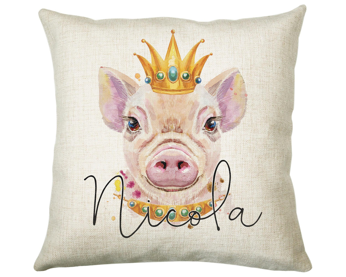 Personalised Hipster Pig Cushion Gift Printed Name Design - Cushion Throw Pillow Gift For Mum Friend Bedroom Birthday Christmas Gift CS142