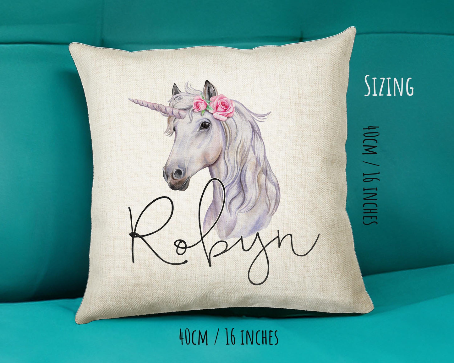 Personalised Unicorn Cushion Gift Printed Name Design - Cushion Throw Pillow Gift For Girls Nursery Bedroom Birthday Christmas Gift CS050