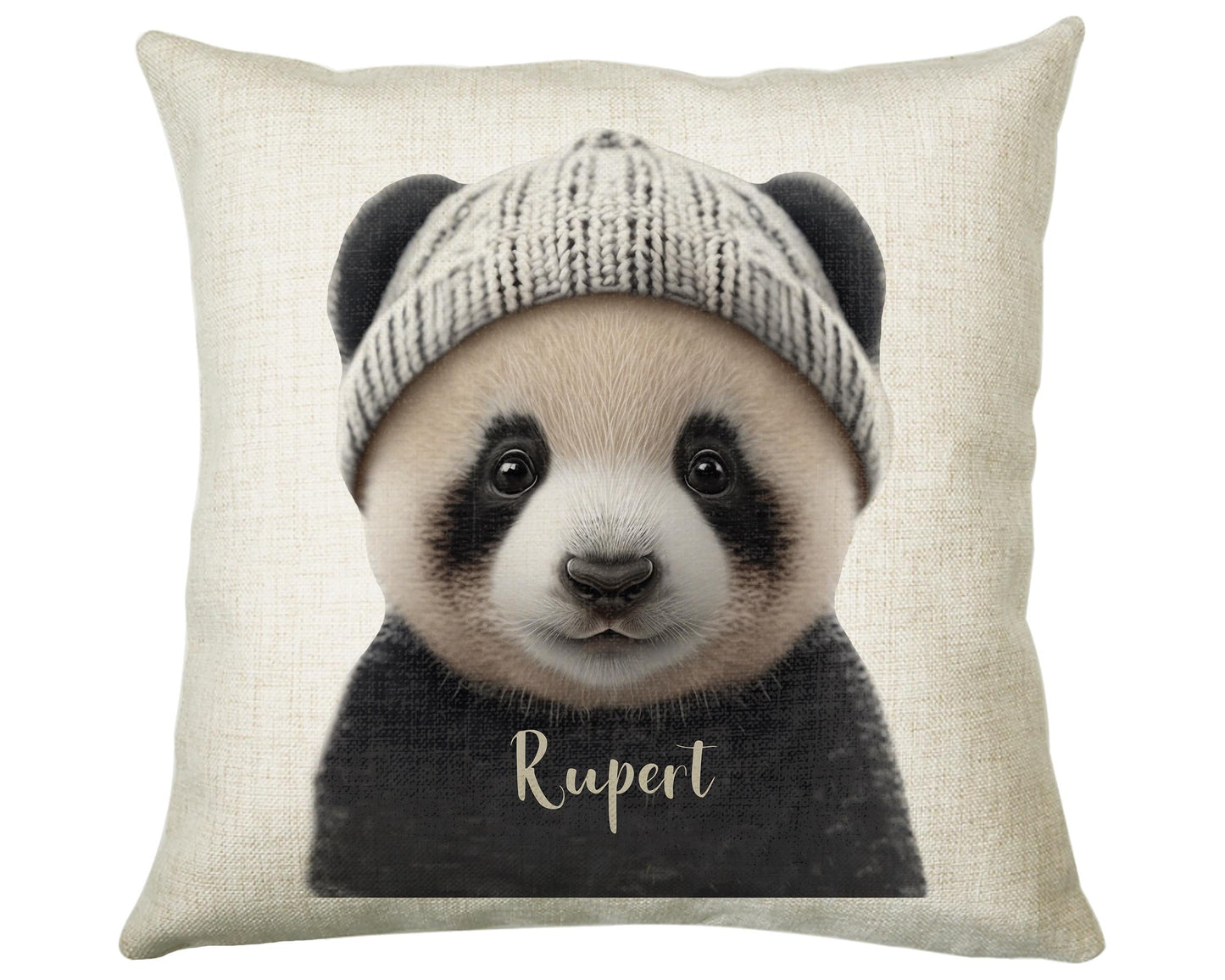 Birthday Gift For Boy Baby Panda Bear Cushion Gift Printed Name Design Cushion Throw Pillow Gift For Boys Nursery Bedroom Animal Gift CS529