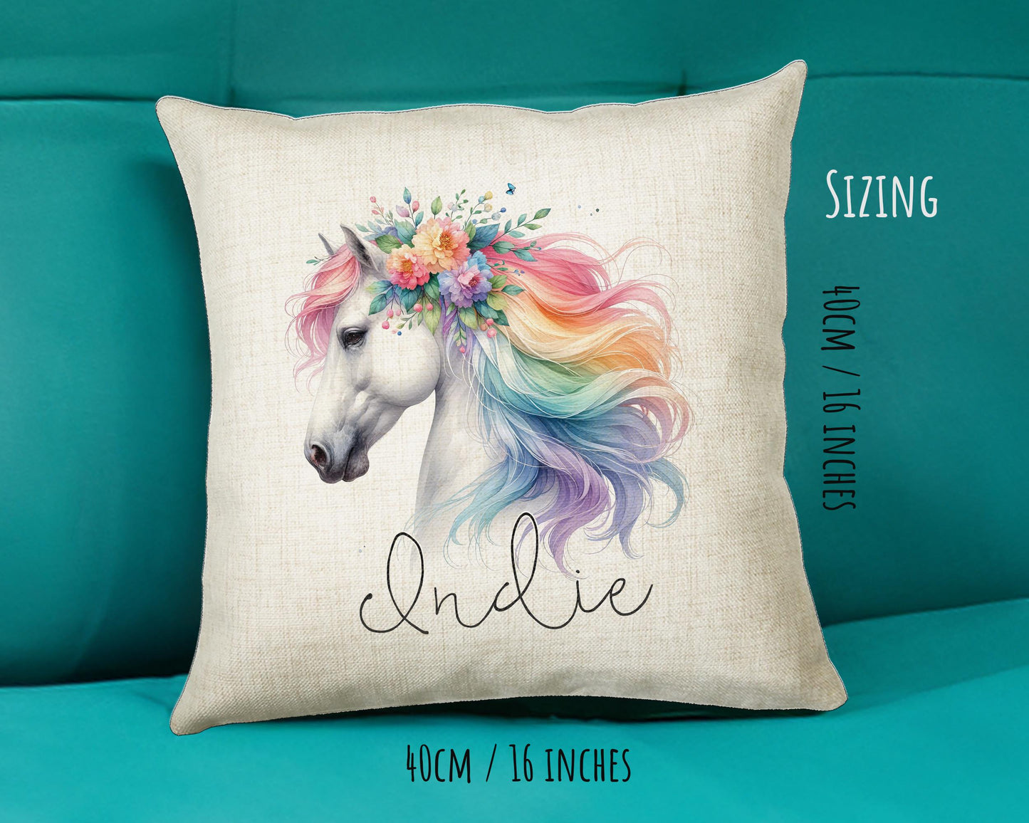 Personalised Horse Lover Cushion Gift Printed Name Design - Cushion Throw Pillow Gift For Boys Nursery Bedroom Birthday Gift G009
