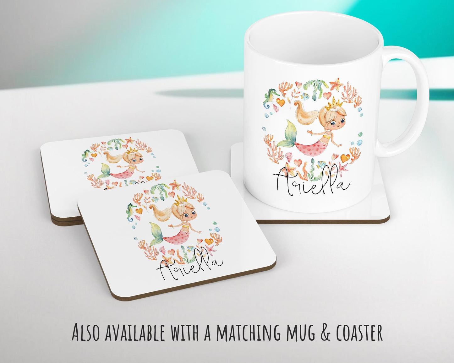 Personalised Blonde Mermaid Cushion Gift Printed Name Design - Throw Pillow Gift For Girls Nursery Bedroom Birthday Christmas Gift CS199