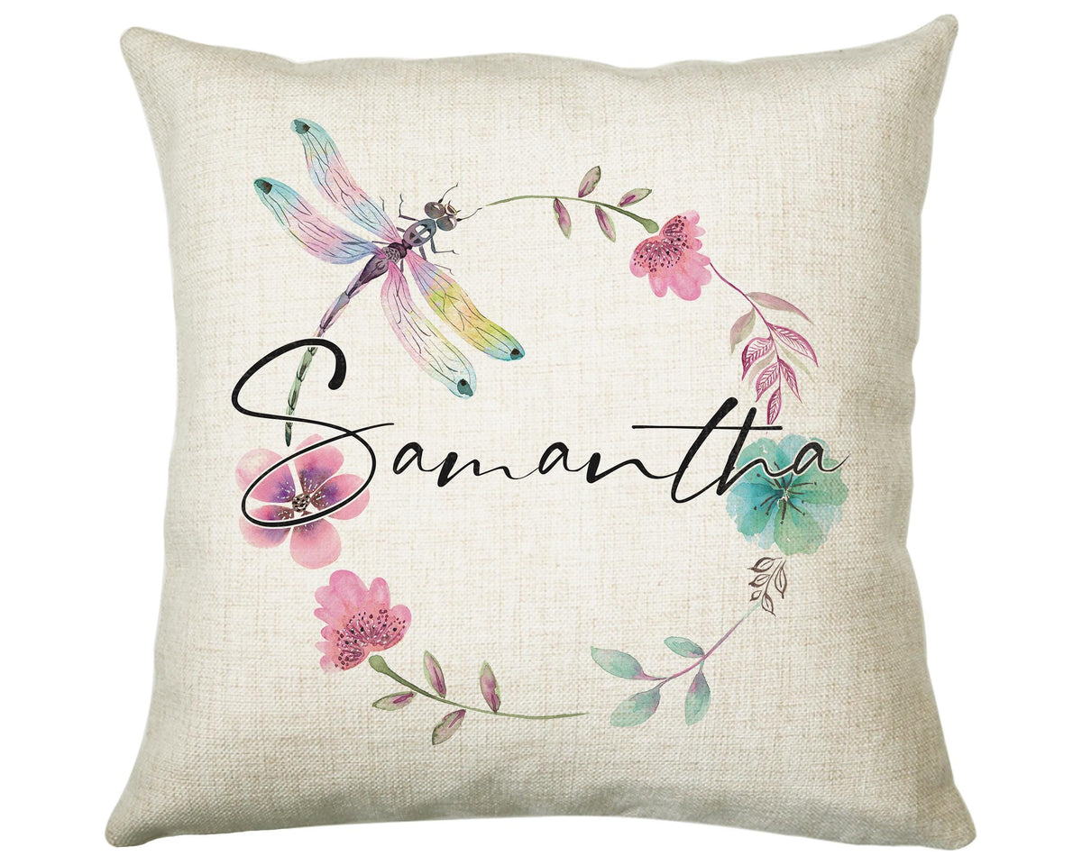 Personalised Dragonfly Cushion Magical Gift Printed Name Design - Pillow Gift For Sitting Room Bedroom Decor  Birthday Christmas Gift CS487