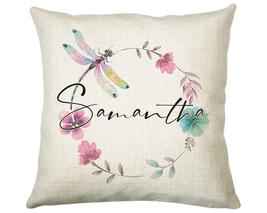 Personalised Dragonfly Cushion Magical Gift Printed Name Design - Pillow Gift For Sitting Room Bedroom Decor  Birthday Christmas Gift CS487