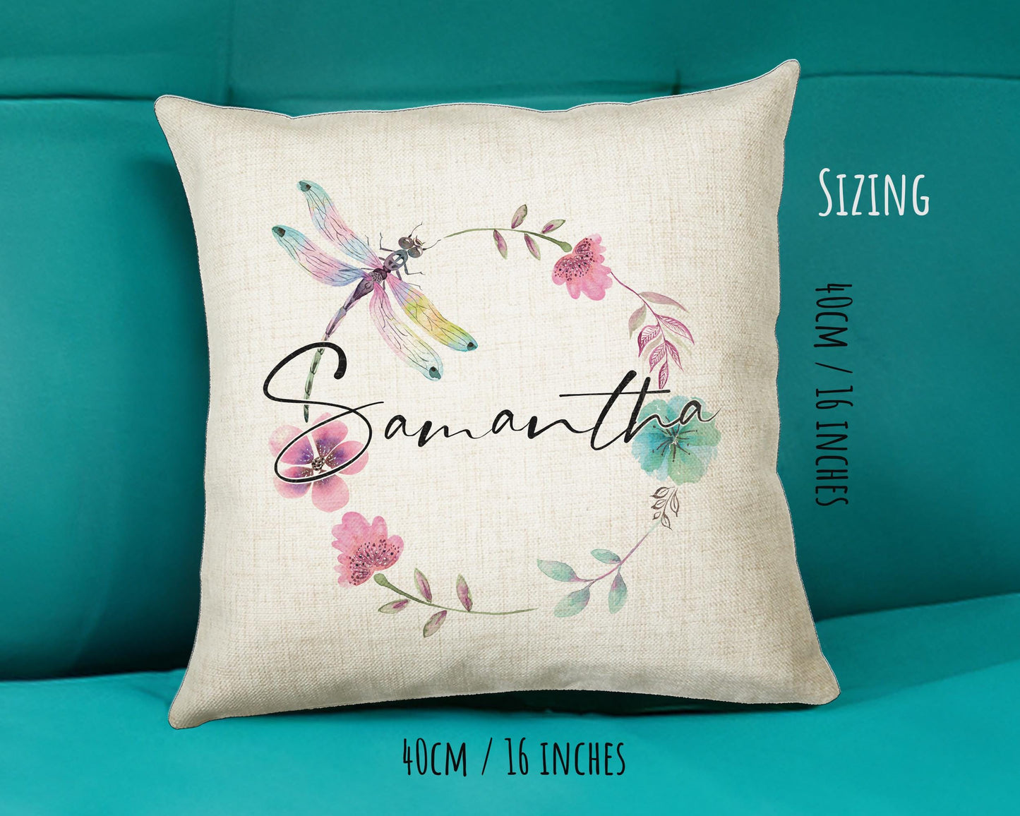 Personalised Dragonfly Cushion Magical Gift Printed Name Design - Pillow Gift For Sitting Room Bedroom Decor  Birthday Christmas Gift CS487