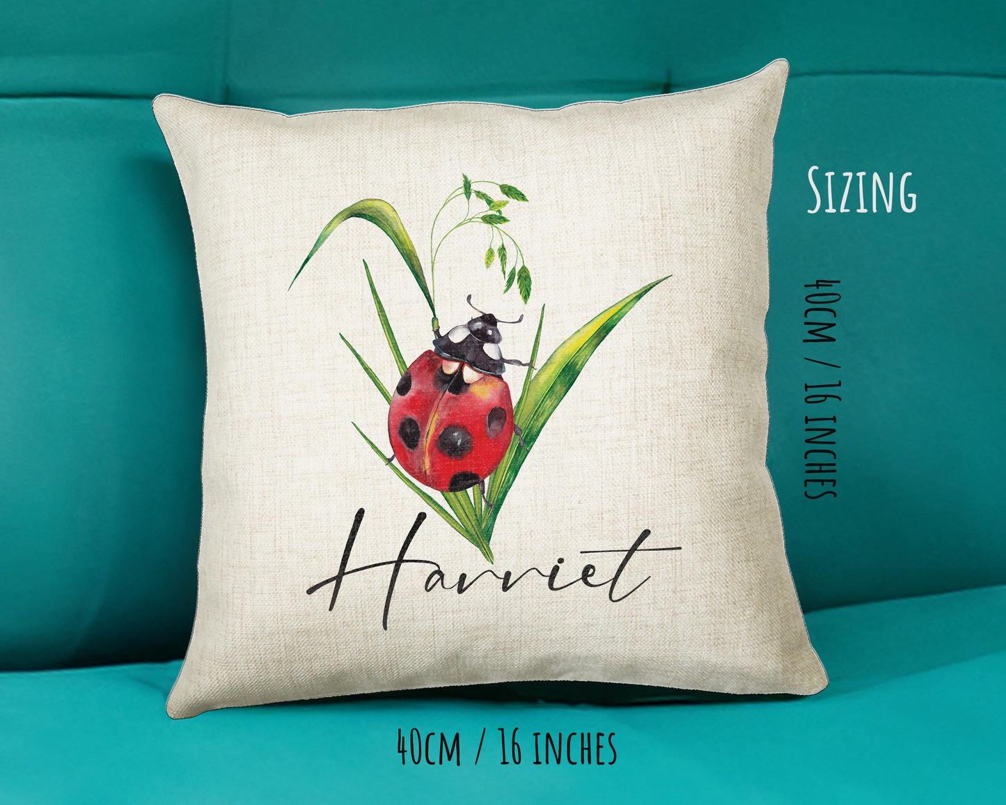 Personalised Ladybird Cushion Gift Insect Bug Lover Printed Name Design - Pillow Gift For Him/Her Present Decor Gift CS483