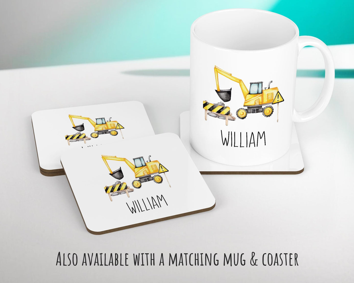 Personalised Digger Cushion Gift Boys Bedroom Printed Name Design - Pillow Gift For Girls Boys Nursery Decor Gift CS508