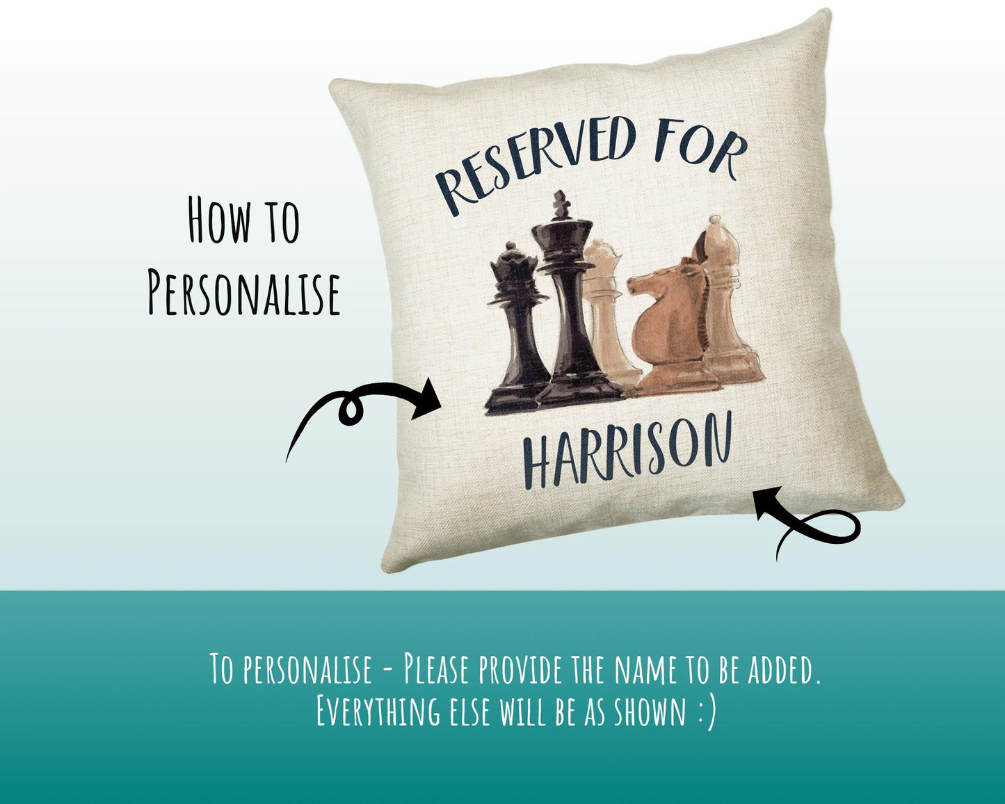 Personalised Chess Reserved For Cushion Gift Printed Name Design Cushion Throw Pillow Gift For Him Her Christmas Gift CS354