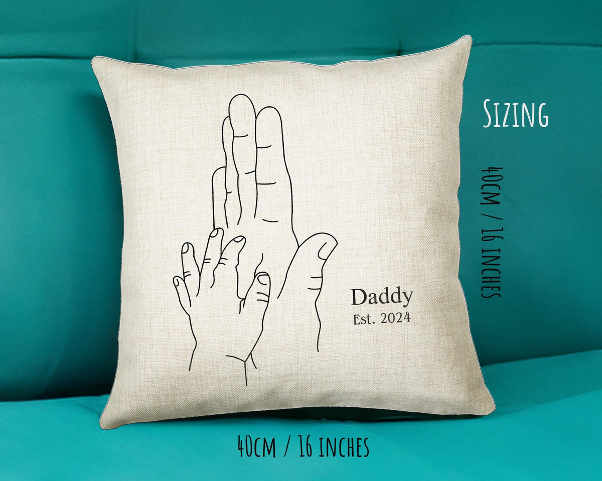 First Fathers Day Cushion Personalised Gift for Dad - Our 1st First Fathers Day Gift For Daddy - Dad and Baby Gift from Newborn SMC003