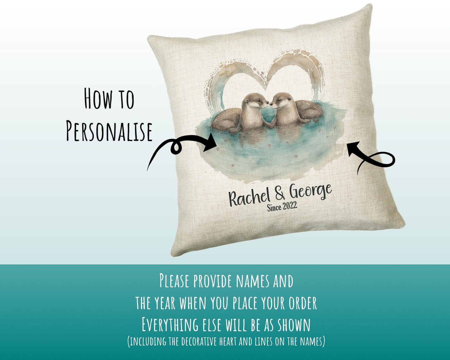 Personalised Valentines Day Otters Cushion Gift - Otterly In Love Cushion Throw Pillow Gift For Him Her Boyfriend Girlfriend Gift CS518