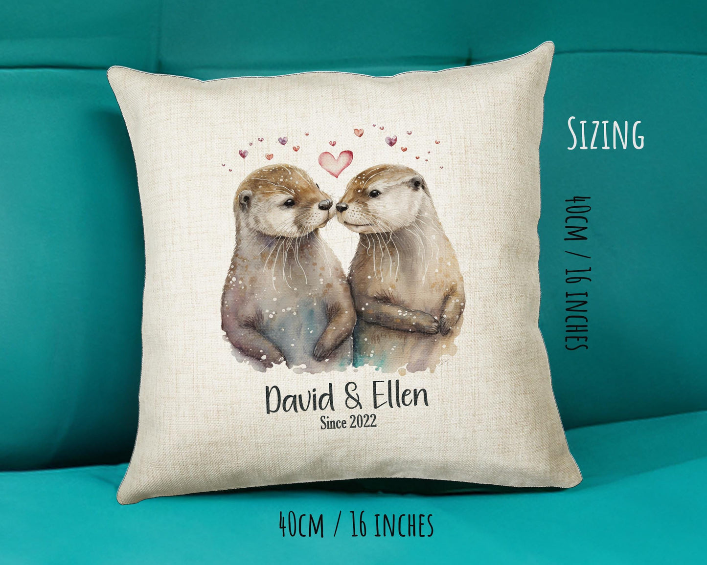 Personalised Valentines Day Otters Cushion Gift - Otterly In Love Cushion Throw Pillow Gift For Him Her Boyfriend Girlfriend Gift CS519