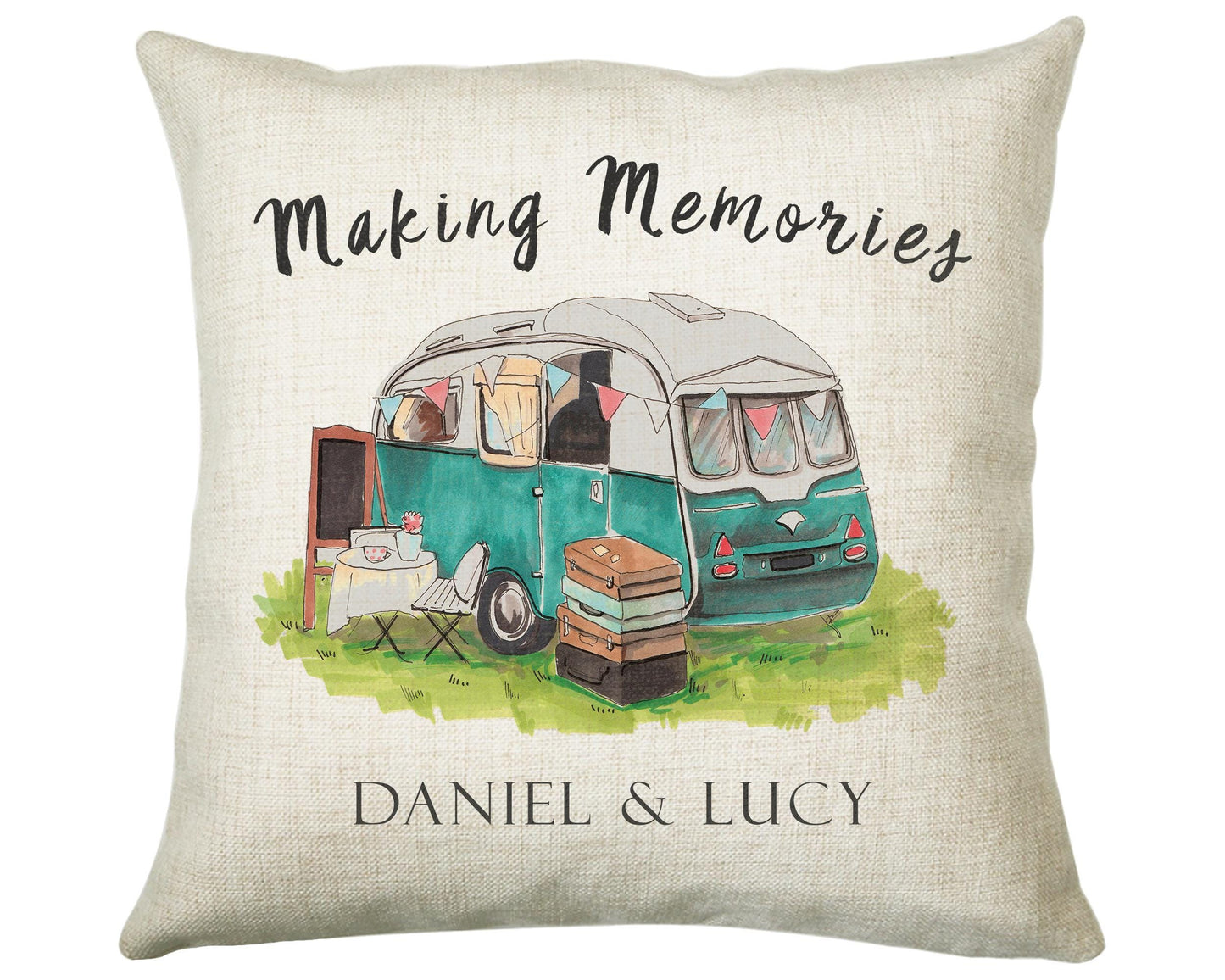 Personalised Caravan Camping Lovers Cushion Gift Shabby Chic Design For Caravan Motorhome Owners Enthusiasts CS196